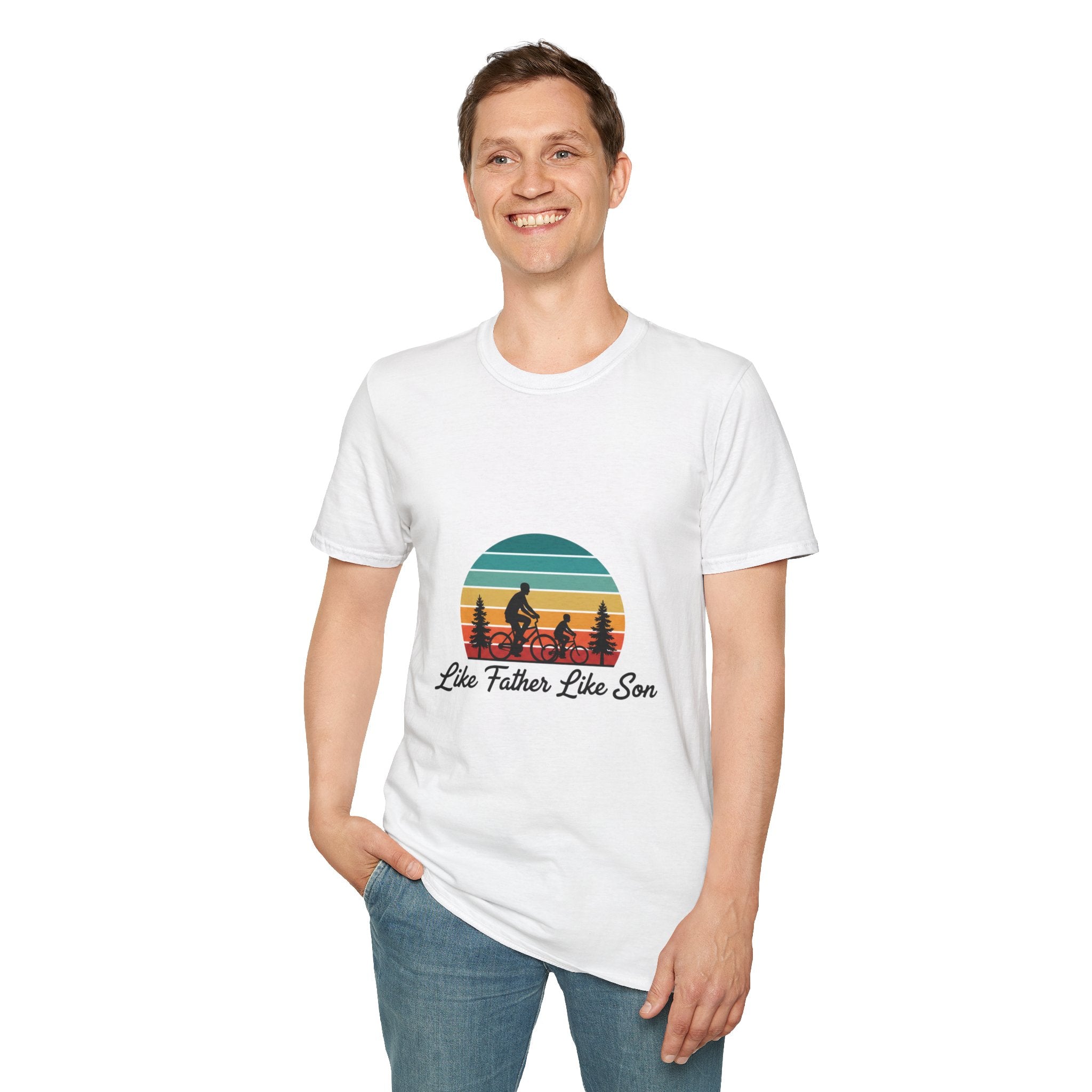 Like Father Like Son T-Shirt | Father & Son Camping Vintage Sunset Tee | DTG Men's Graphic Tee