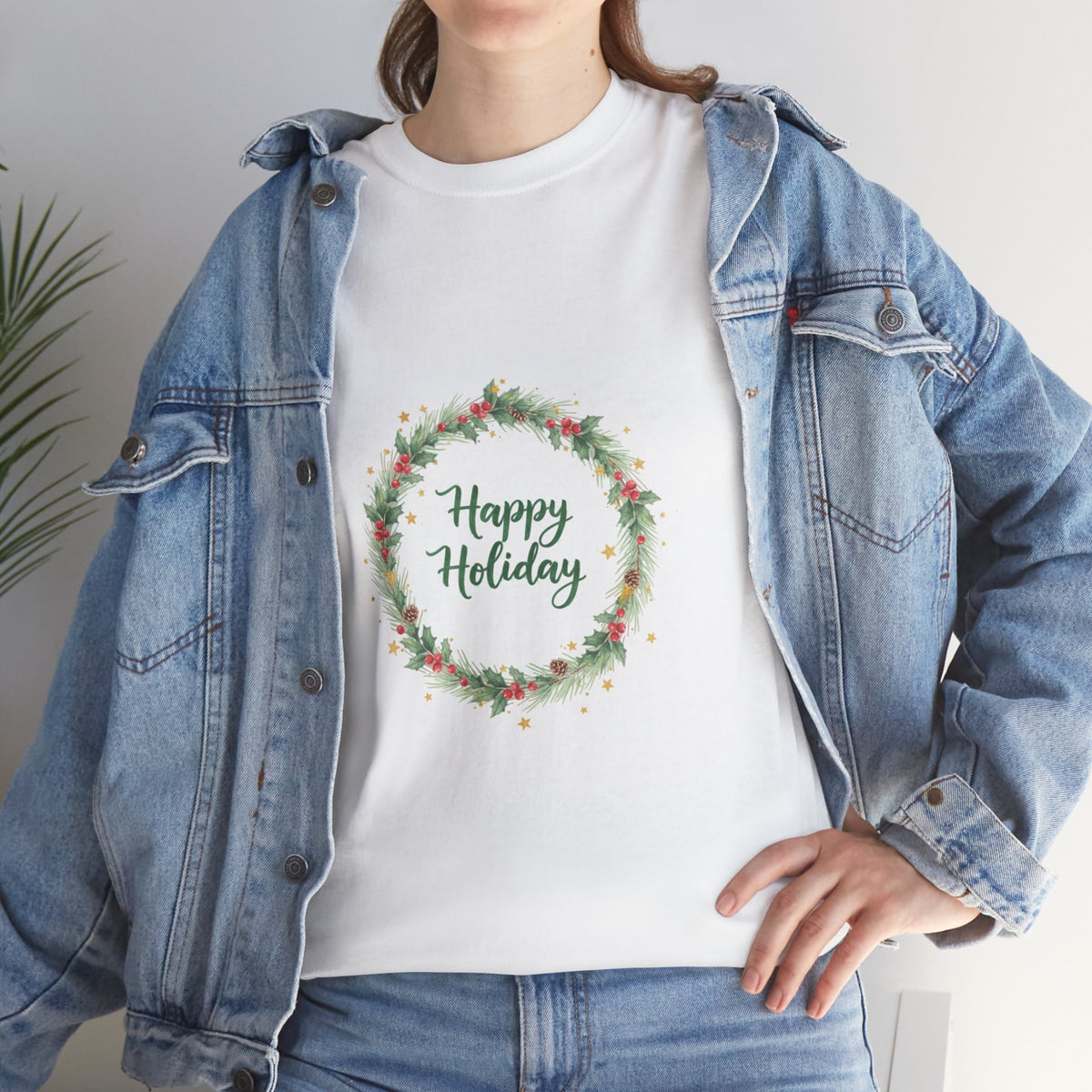 Holiday Wreath Tee | "Happy Holiday" Festive Christmas T-Shirt | Unisex DTG