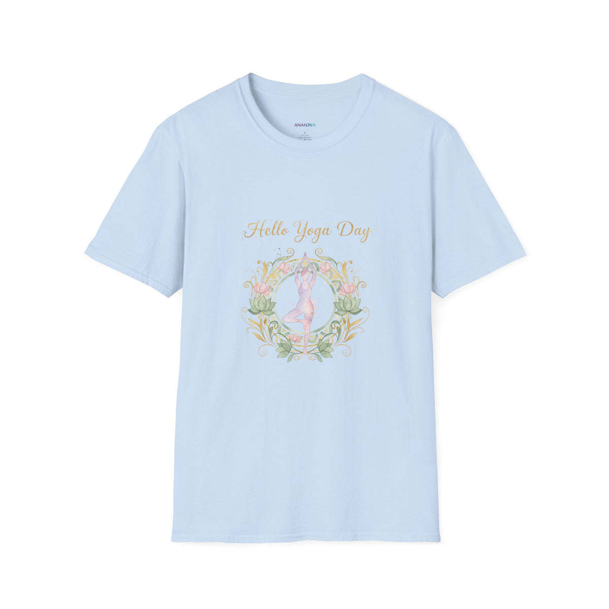 Yoga Day Floral T-Shirt — 'Hello Yoga Day' Pastel Mandala Tee