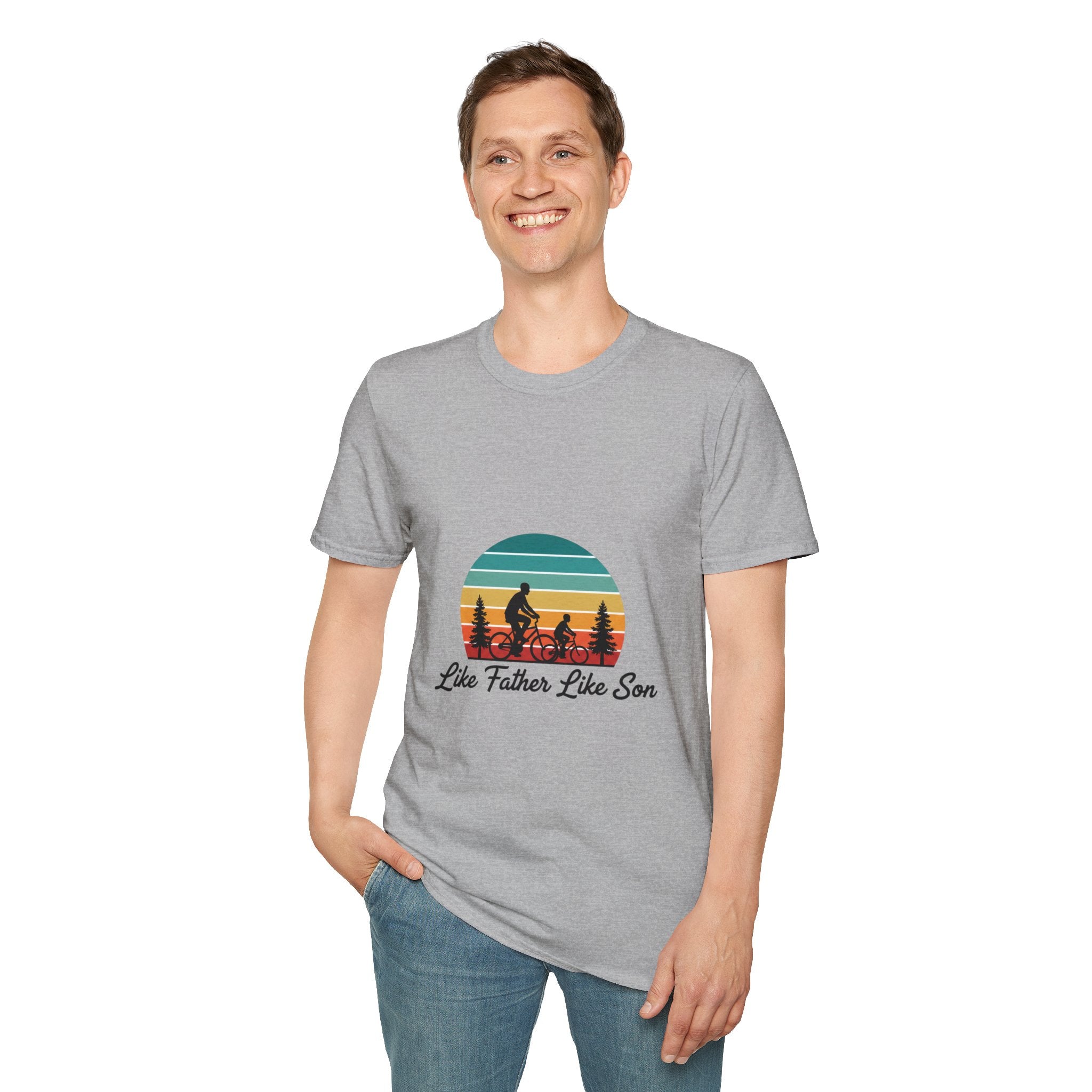 Like Father Like Son T-Shirt | Father & Son Camping Vintage Sunset Tee | DTG Men's Graphic Tee