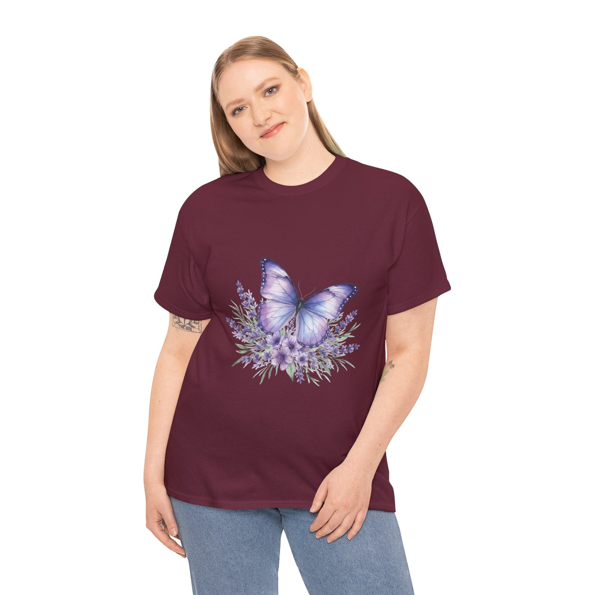 Butterfly Lavender Tee — Women's Floral DTG Graphic T-Shirt