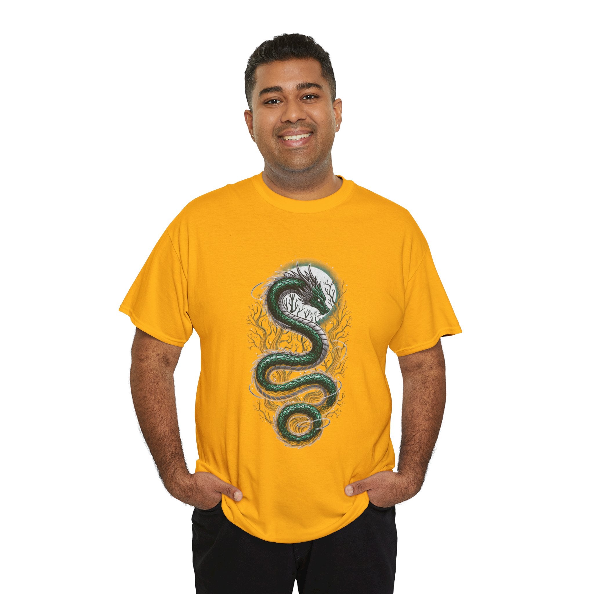 Green Serpent Branches Men's T-Shirt — DTG Printed Cotton Tee