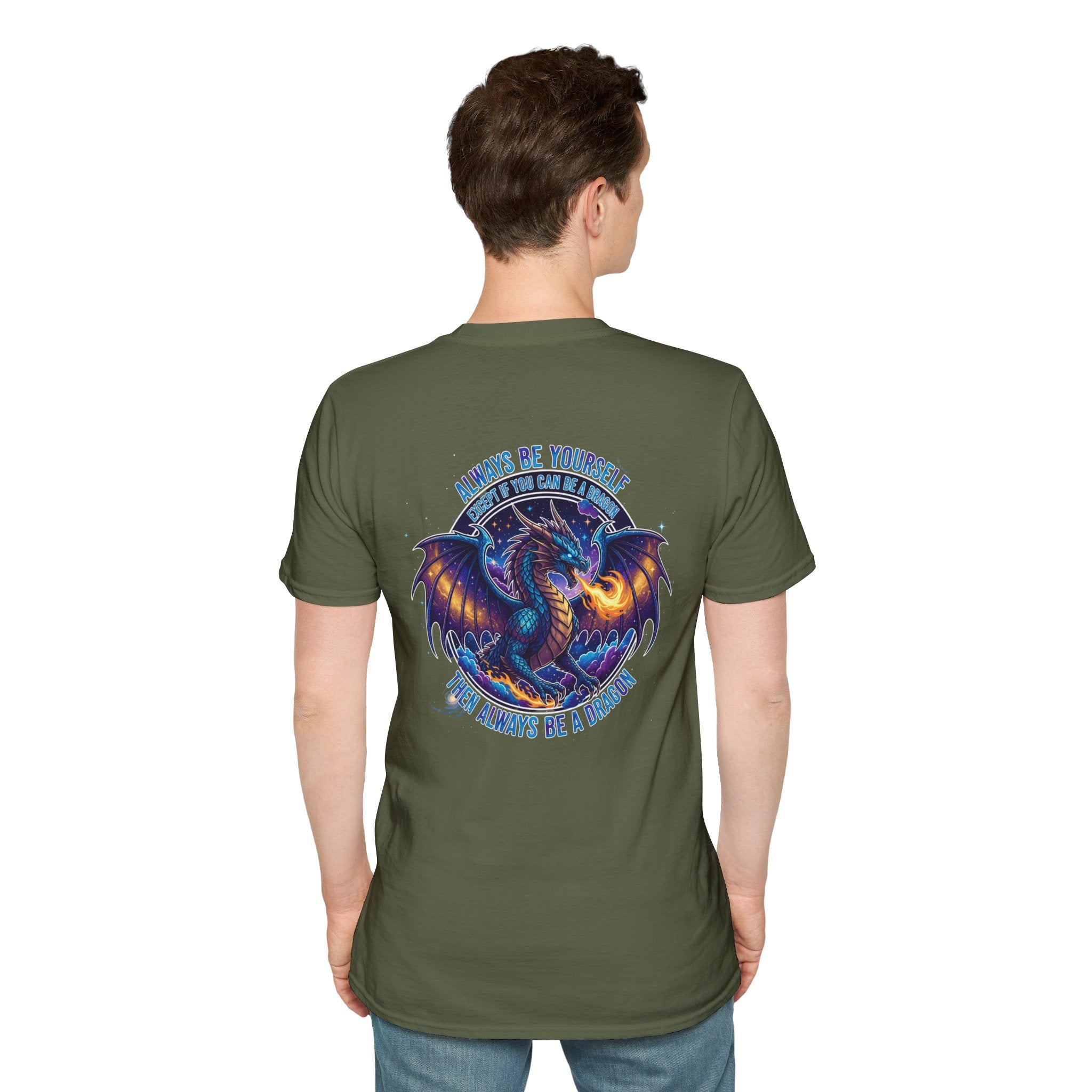 Infinity Dragon Men's Graphic T-Shirt | DTG-Printed 'Always Be Yourself or Always Be a Dragon' Tee