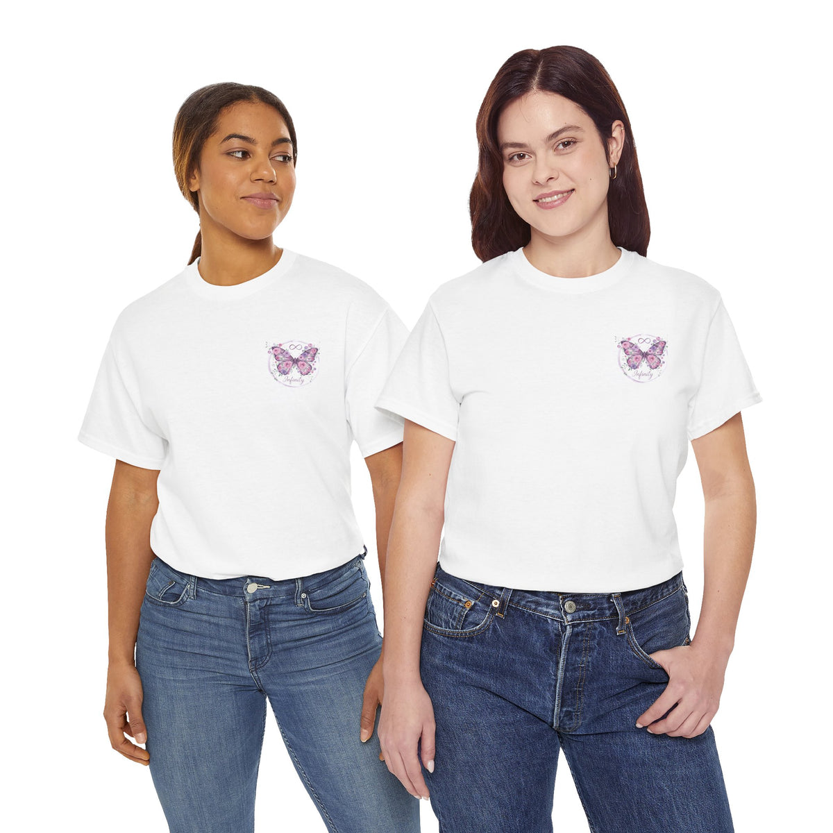 Butterfly Heart Tee — Women's Floral Chest Graphic T-Shirt