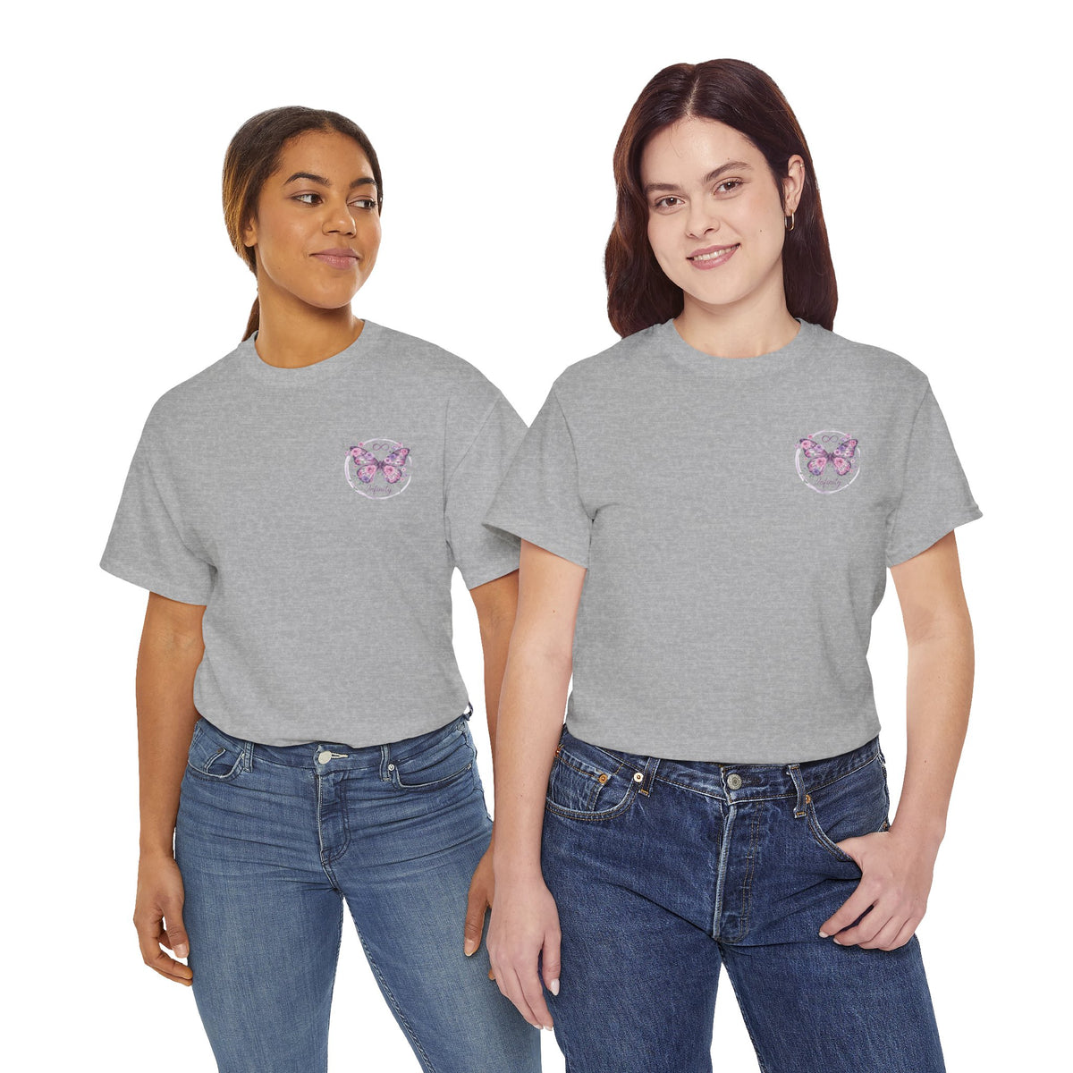 Butterfly Heart Tee — Women's Floral Chest Graphic T-Shirt