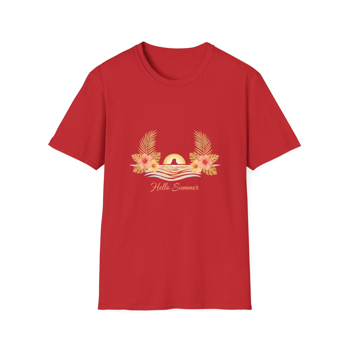 'Hello Summer' Floral Sunset T-Shirt — Beach Graphic Tee