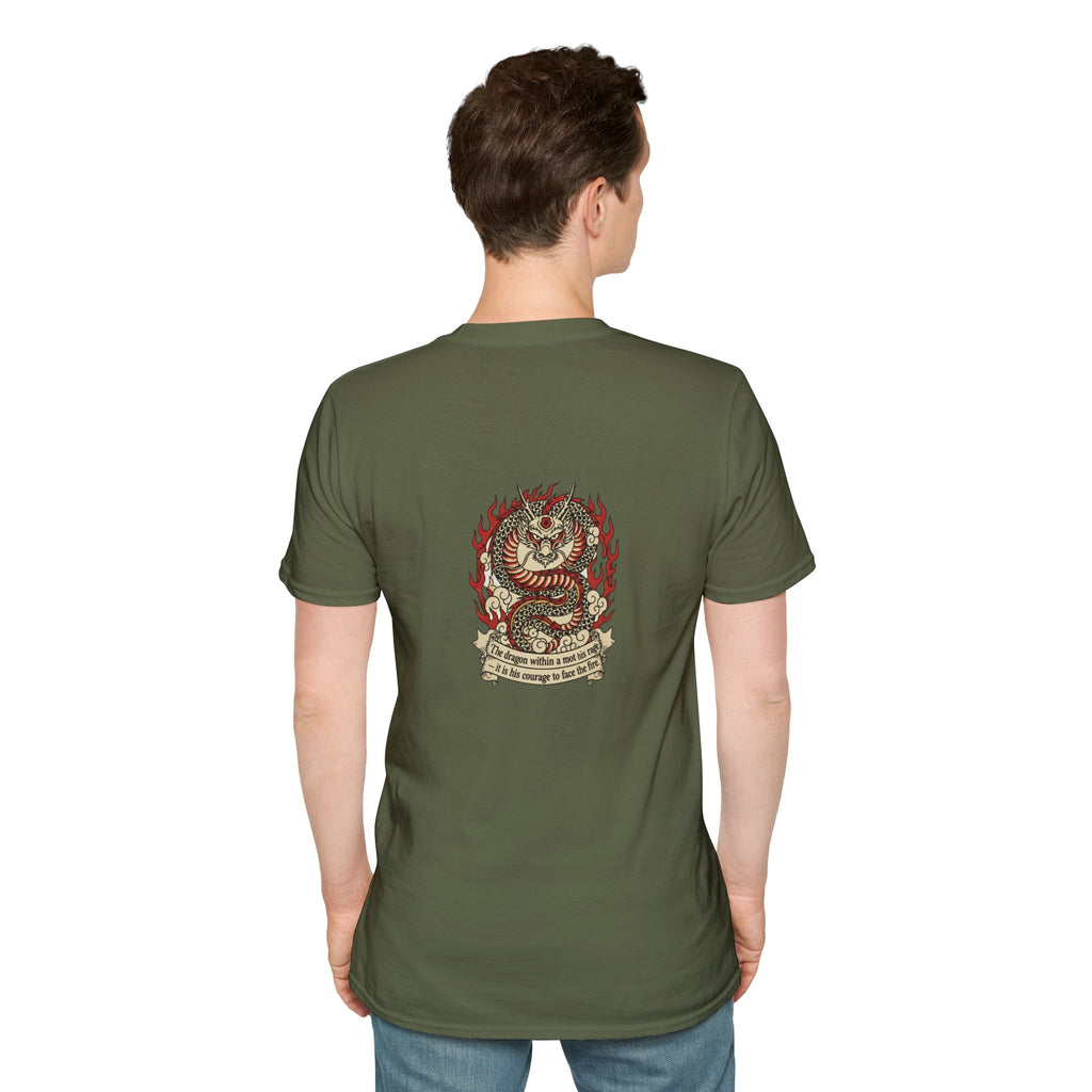Men's Graphic Tee — Flaming Snake Crest with "Born to Rise" Banner