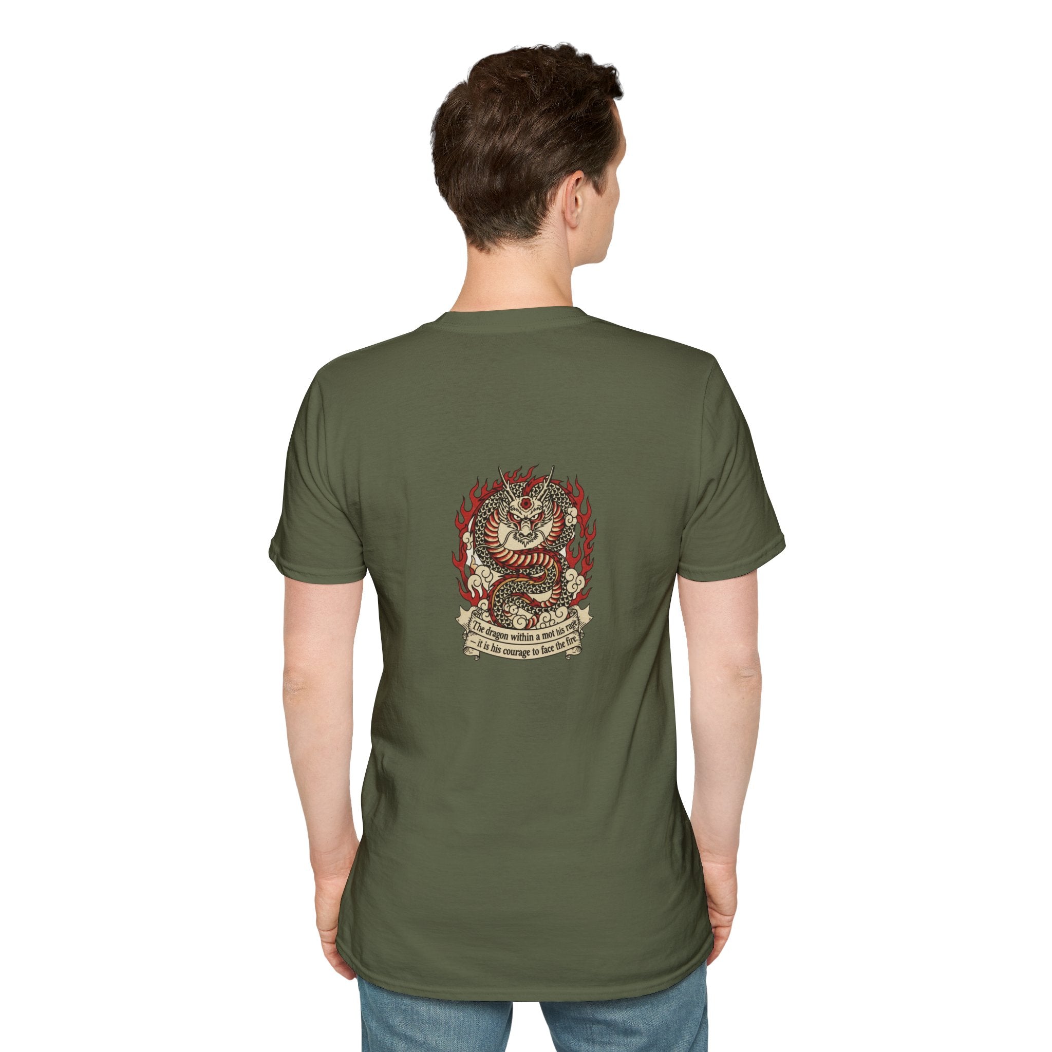 Men's Graphic Tee — Flaming Snake Crest with "Born to Rise" Banner