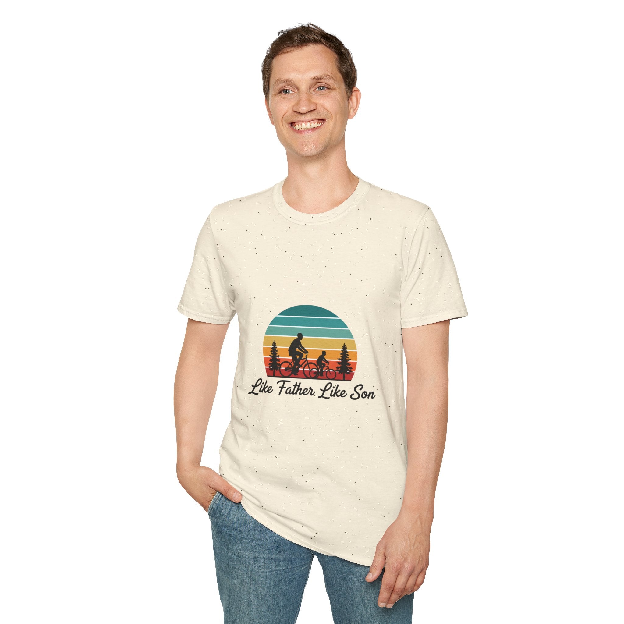 Like Father Like Son T-Shirt | Father & Son Camping Vintage Sunset Tee | DTG Men's Graphic Tee
