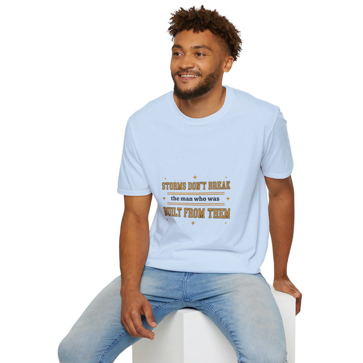 "Storms Don't Break the Man Who Was Built From Them" Men's Graphic Tee | Inspirational T-Shirt
