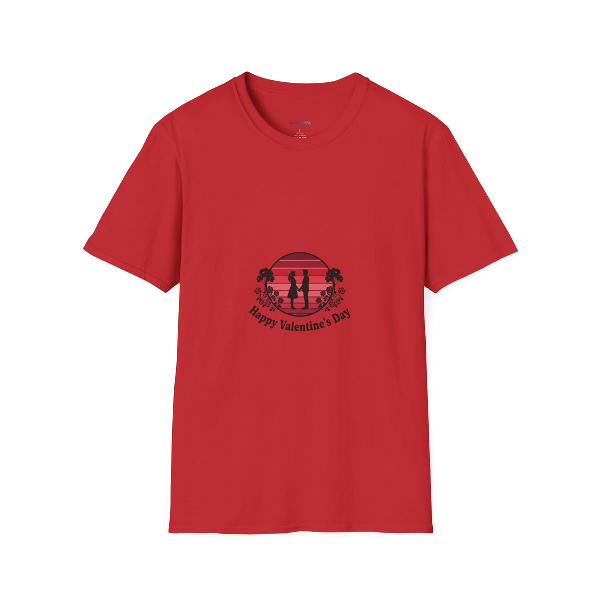 Valentine's Day Couple Sunset T-Shirt — "Happy Valentine's Day" Silhouette Unisex Graphic Tee