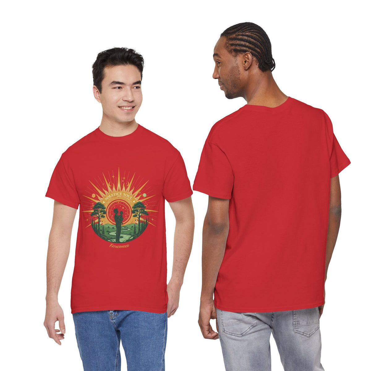 Sunrise Couple Men's T-Shirt — Romantic Silhouette Graphic Tee | DTG Print