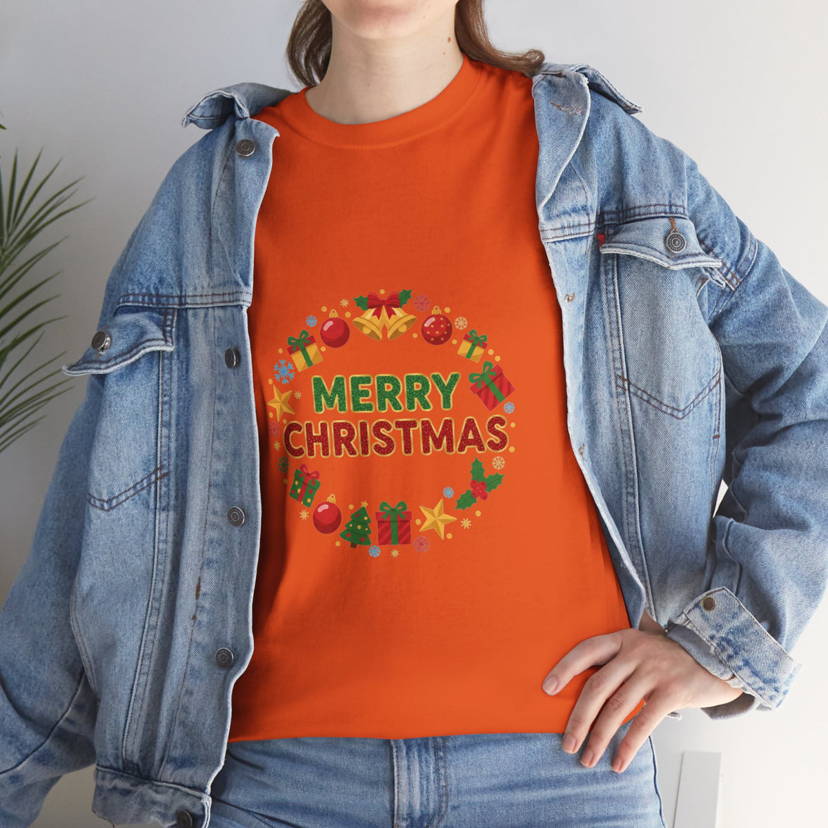 Merry Christmas Wreath Tee | Holiday Graphic Christmas T-Shirt | Unisex DTG