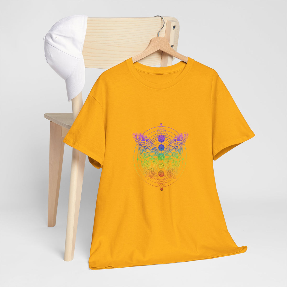 Chakra Butterfly T-Shirt — Women's Rainbow Spiritual Graphic Tee