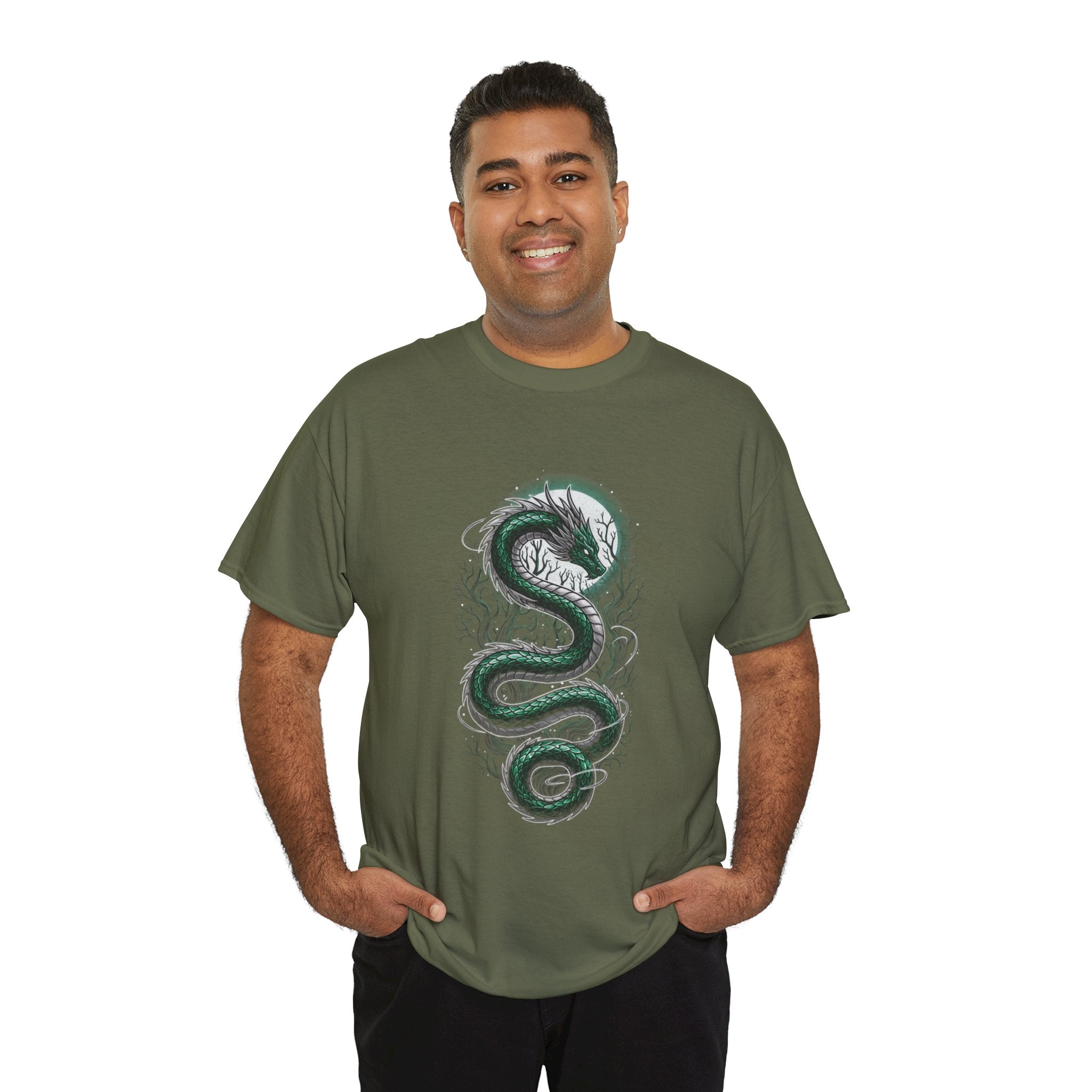 Green Serpent Branches Men's T-Shirt — DTG Printed Cotton Tee