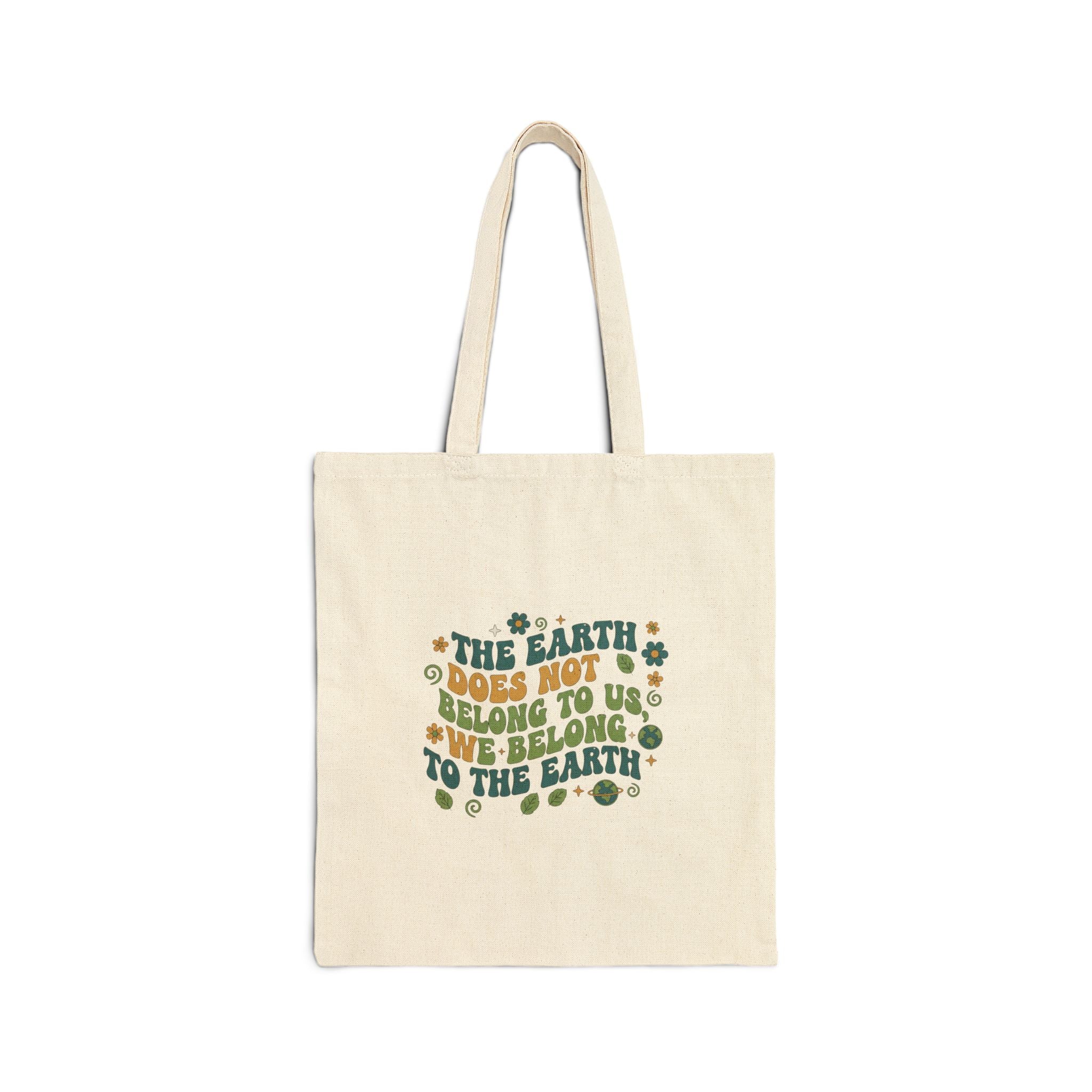 We Belong to the Earth Cotton Tote Bag — DTG Printed Canvas Bag