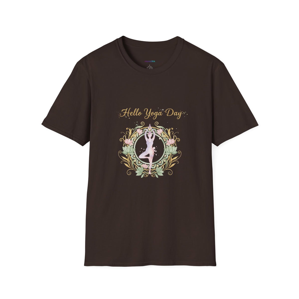Yoga Day Floral T-Shirt — 'Hello Yoga Day' Pastel Mandala Tee