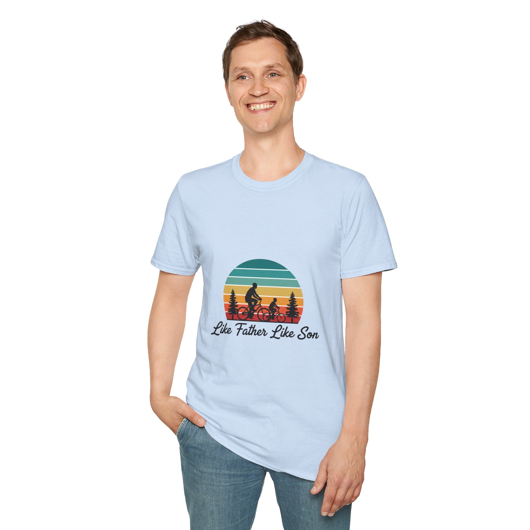 Like Father Like Son T-Shirt | Father & Son Camping Vintage Sunset Tee | DTG Men's Graphic Tee