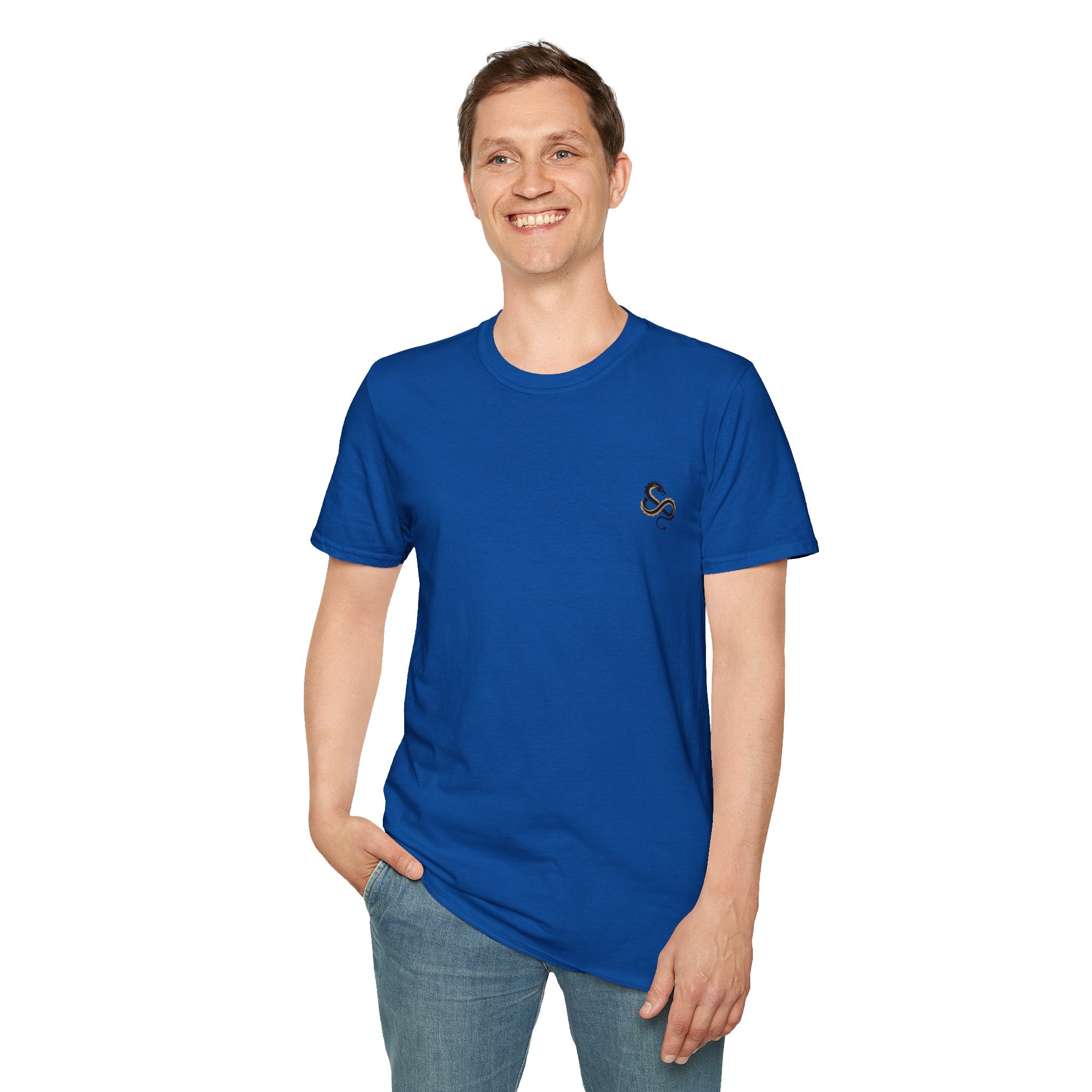 Men's Graphic T-Shirt — Fantasy Dragon Watercolor Art with Script Quote