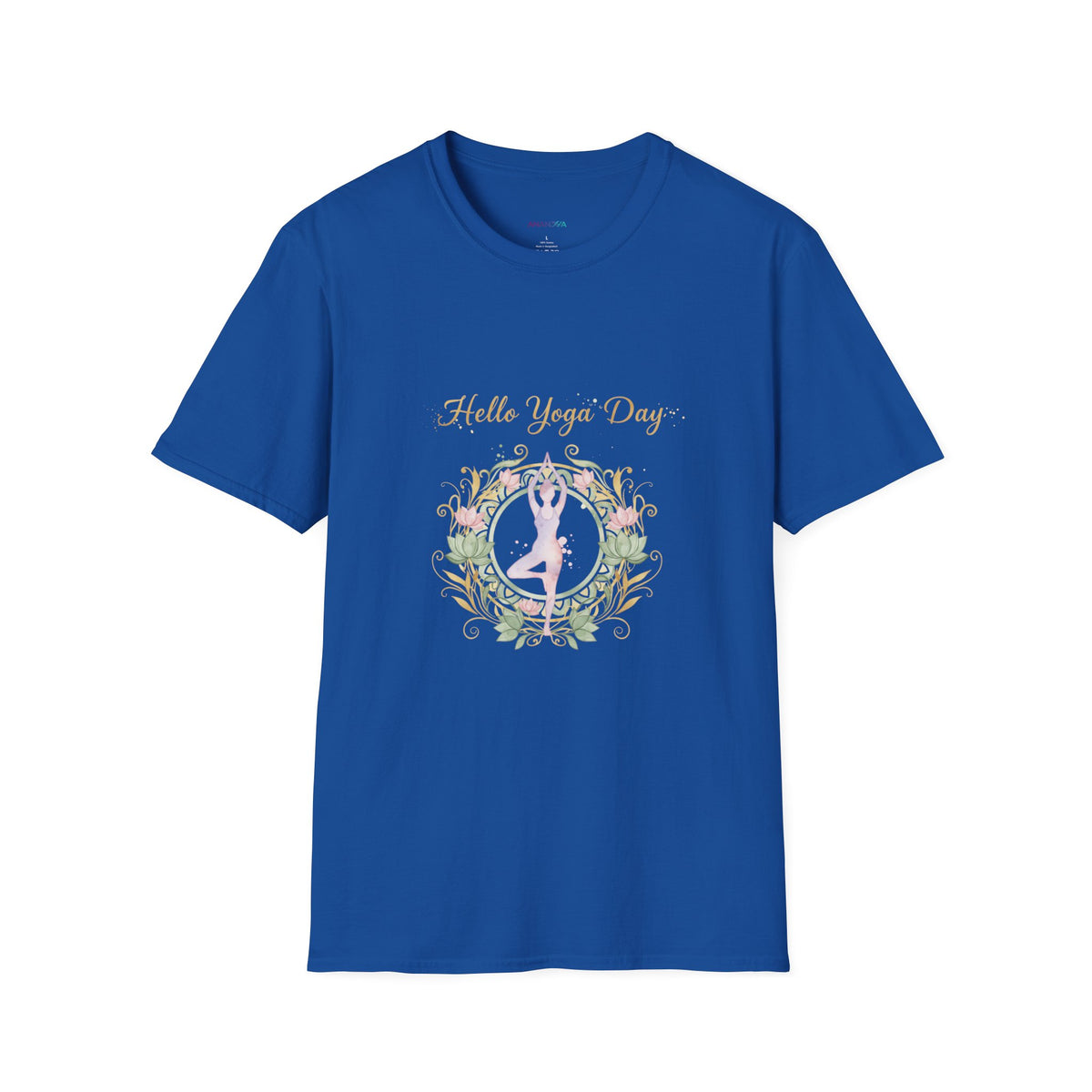 Yoga Day Floral T-Shirt — 'Hello Yoga Day' Pastel Mandala Tee