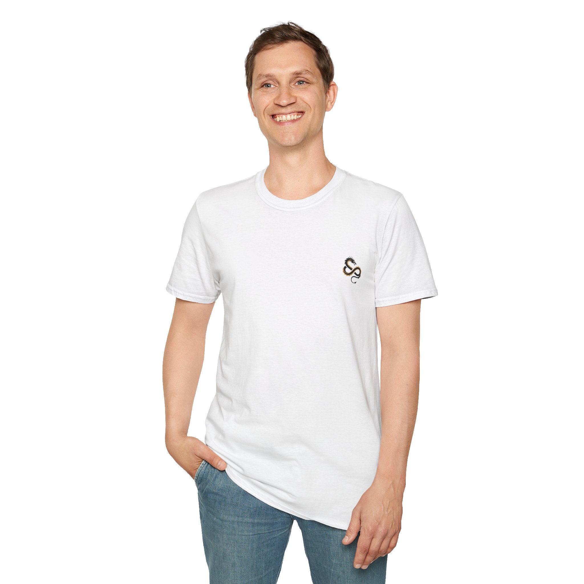 Men's Graphic T-Shirt — Fantasy Dragon Watercolor Art with Script Quote