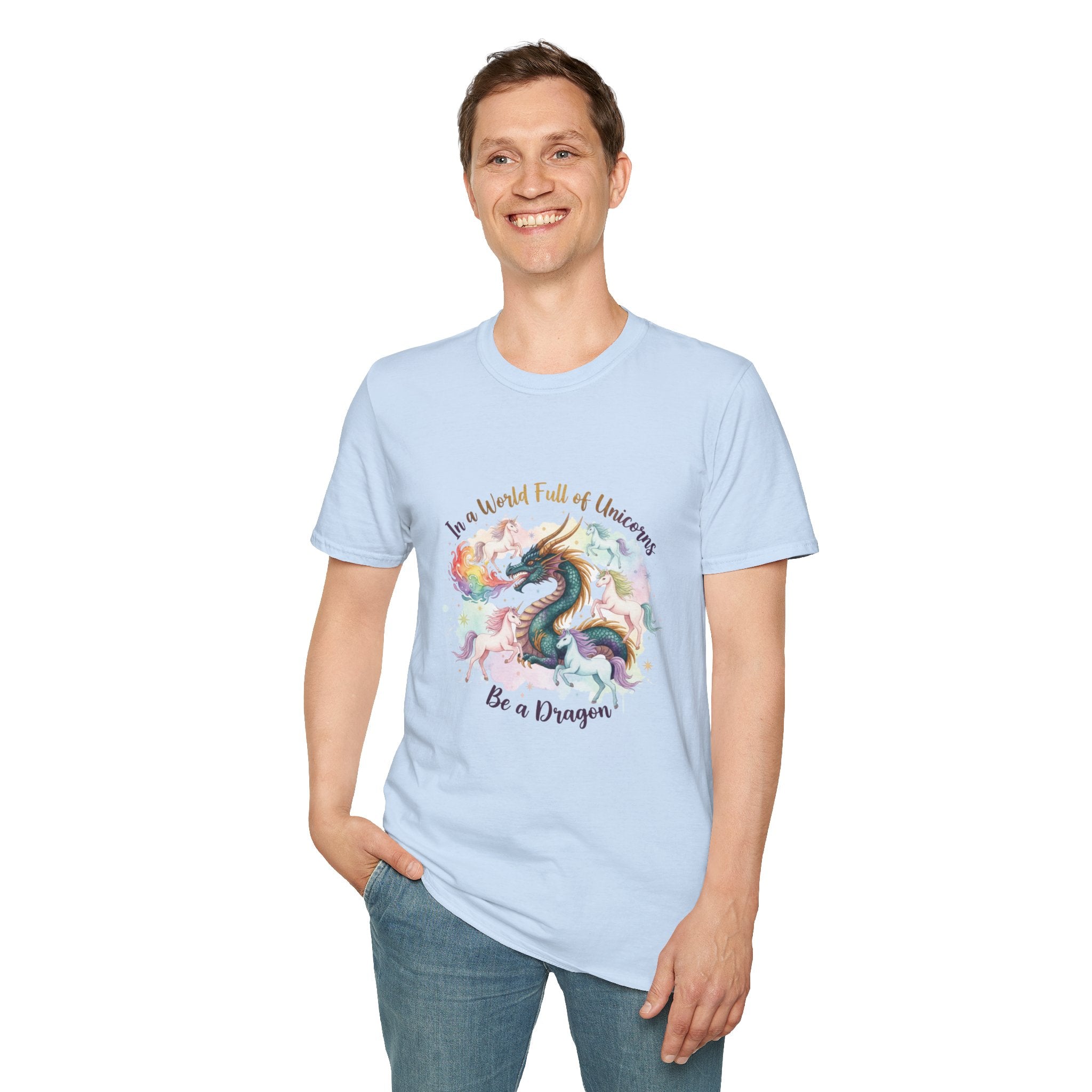Be a Dragon Men's T-Shirt — Fantasy Unicorn & Dragon Graphic Tee