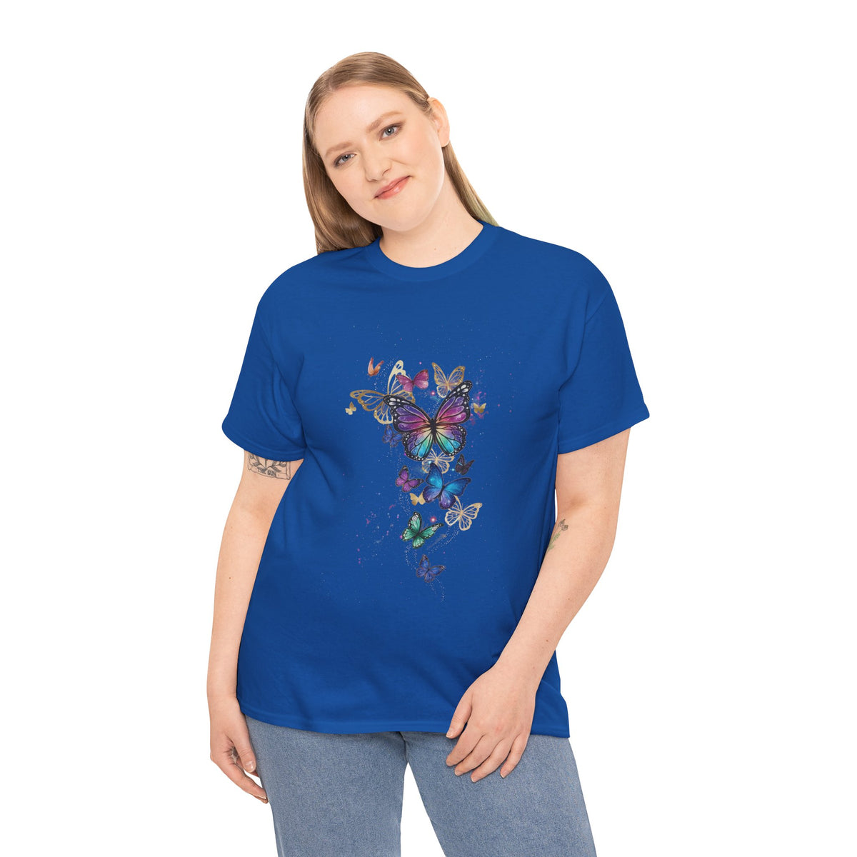 Butterfly Cascade Women's Graphic T-Shirt — DTG Floral Flutter Print