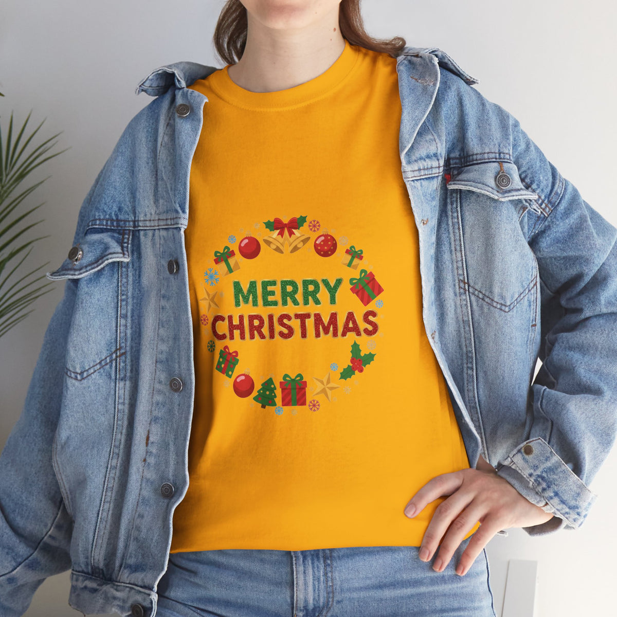 Merry Christmas Wreath Tee | Holiday Graphic Christmas T-Shirt | Unisex DTG