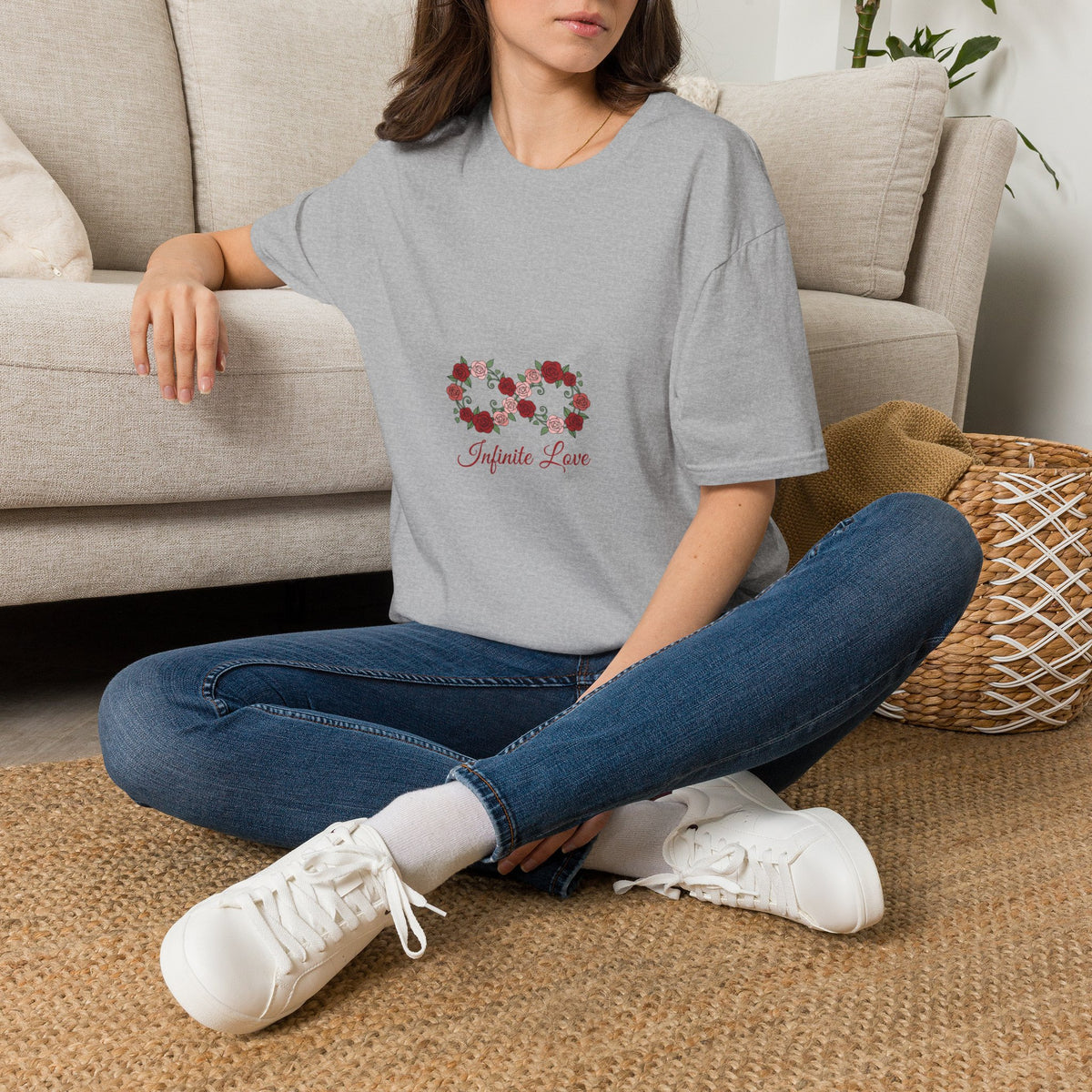 Infinity Heart Floral T-Shirt — "Infinite Love" Rose Women's Graphic Tee