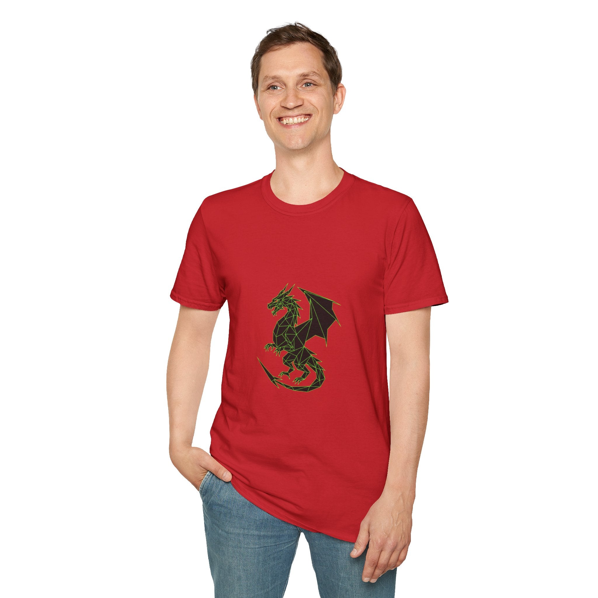 Geometric Dragon Men's T-Shirt — Dark Silhouette Graphic Tee