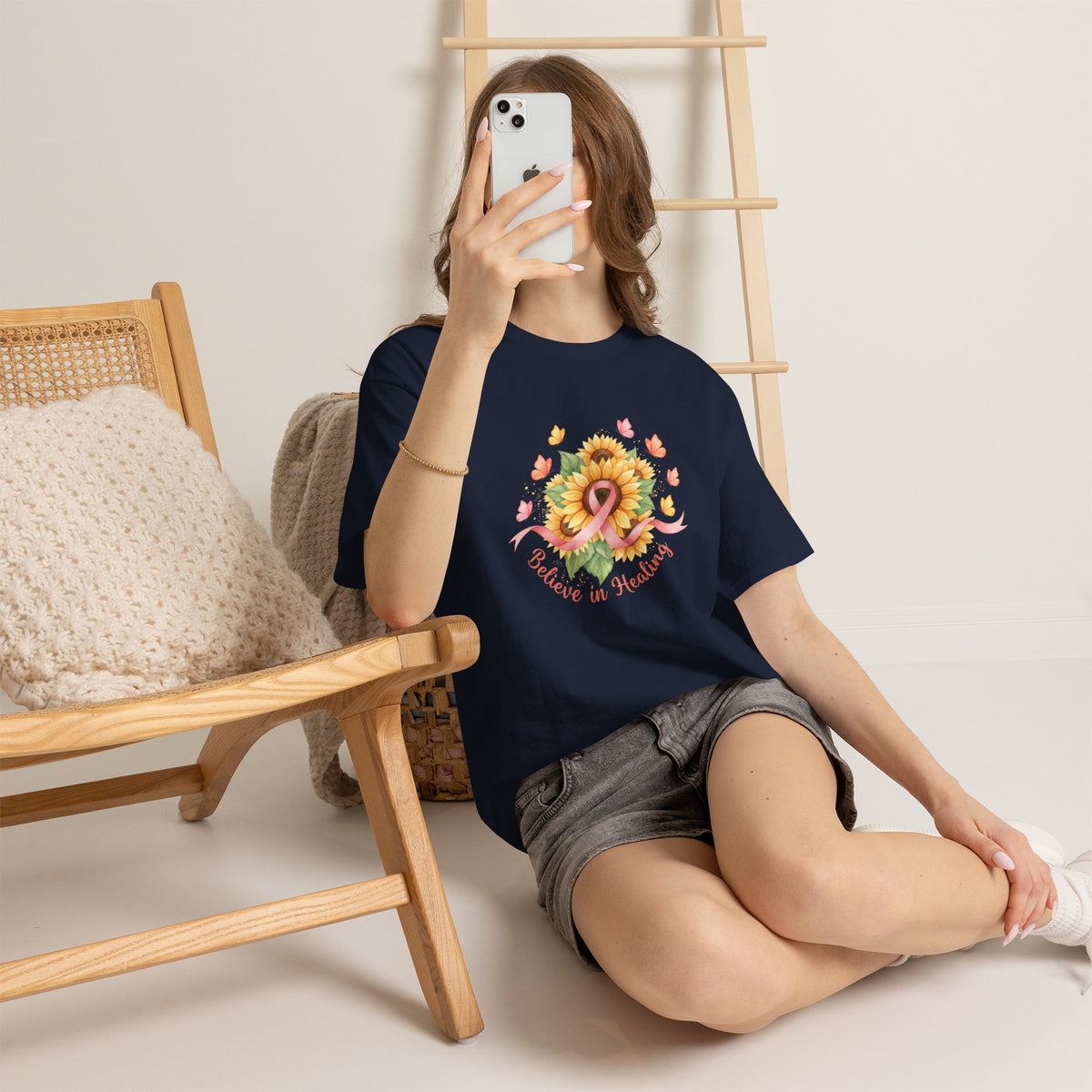 "Believe in Healing" Sunflower Graphic Tee — Women's T-Shirt