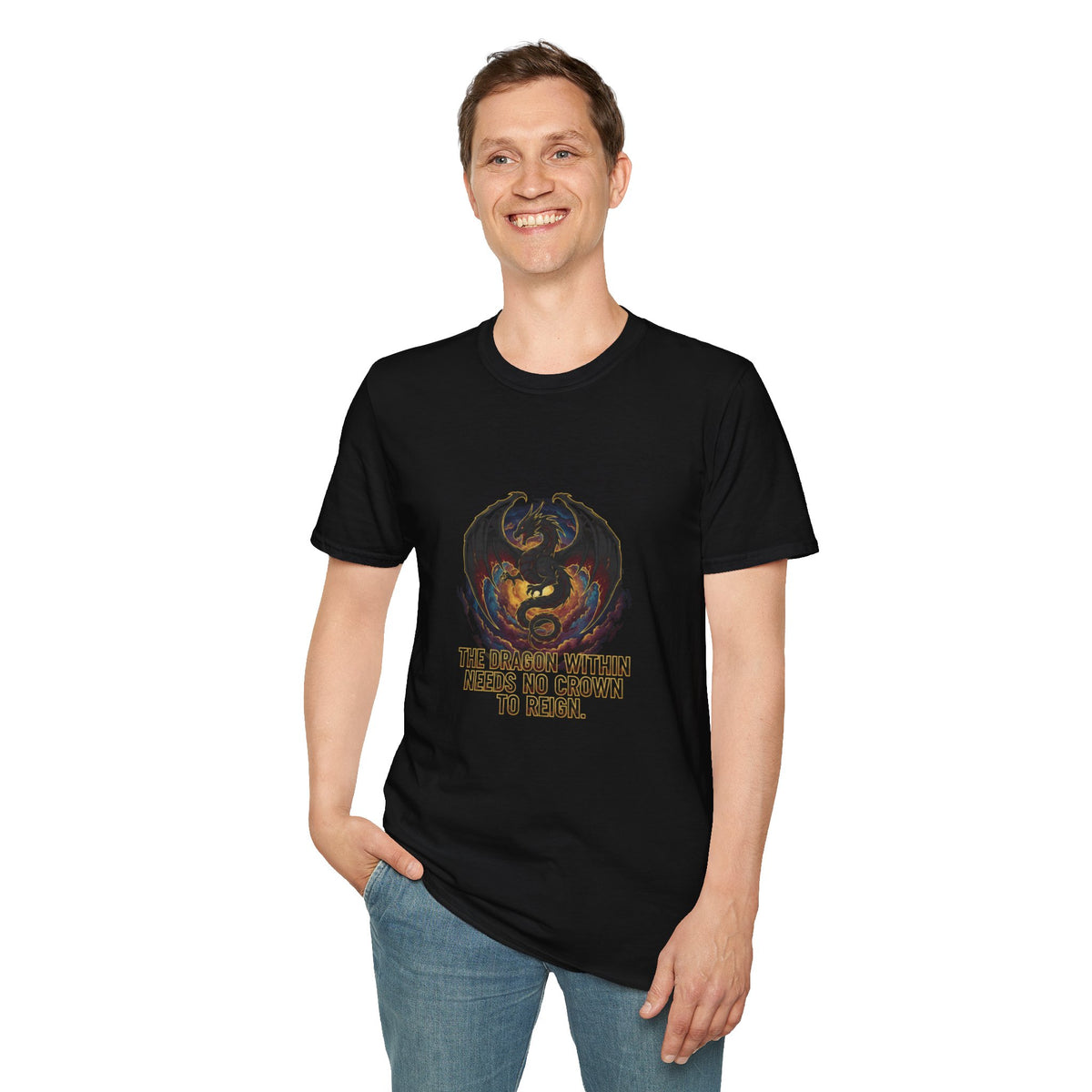 Men's Dragon Embrace Graphic T-Shirt | "You Are Stronger Than You Know" | DTG Inspirational Tee