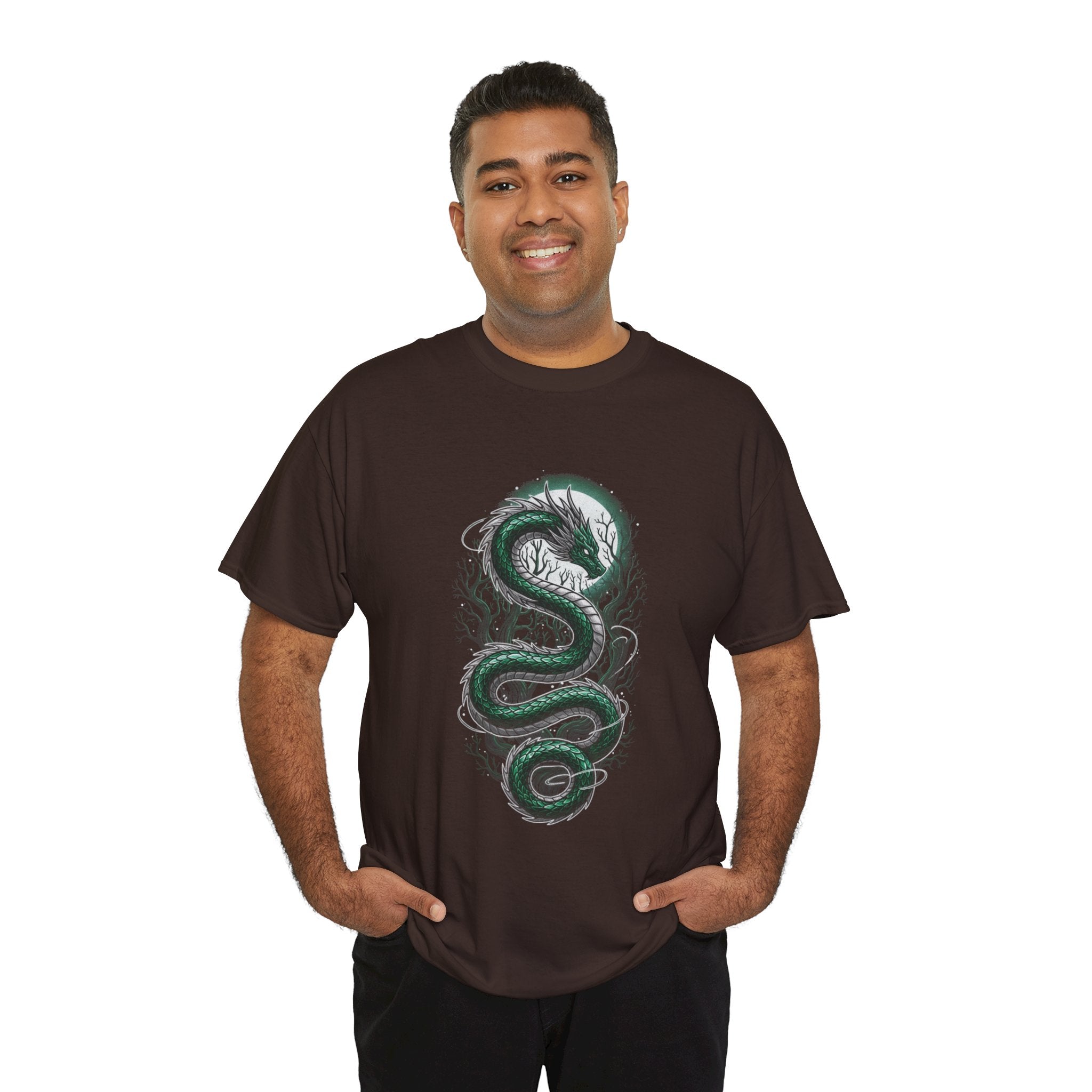 Green Serpent Branches Men's T-Shirt — DTG Printed Cotton Tee