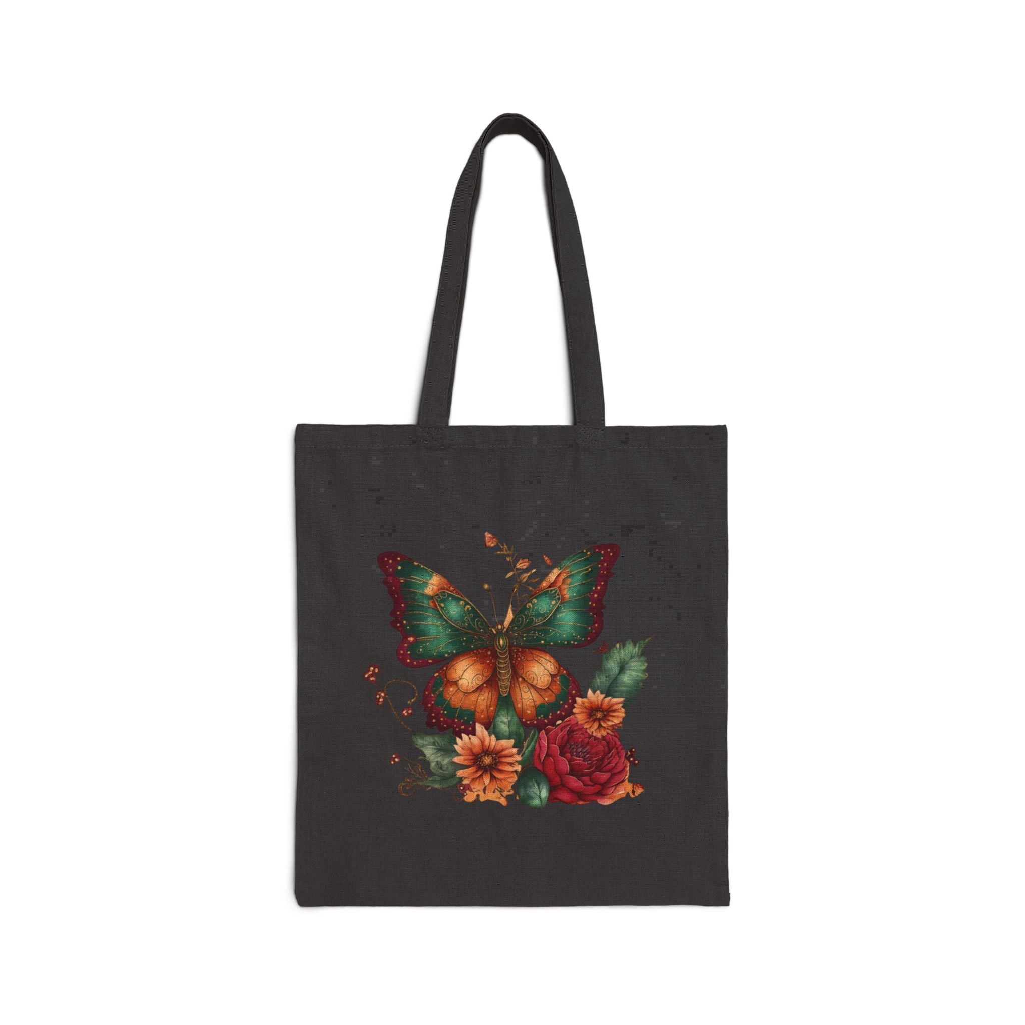 Butterfly Floral Canvas Tote Bag | Vintage Garden Cotton Tote