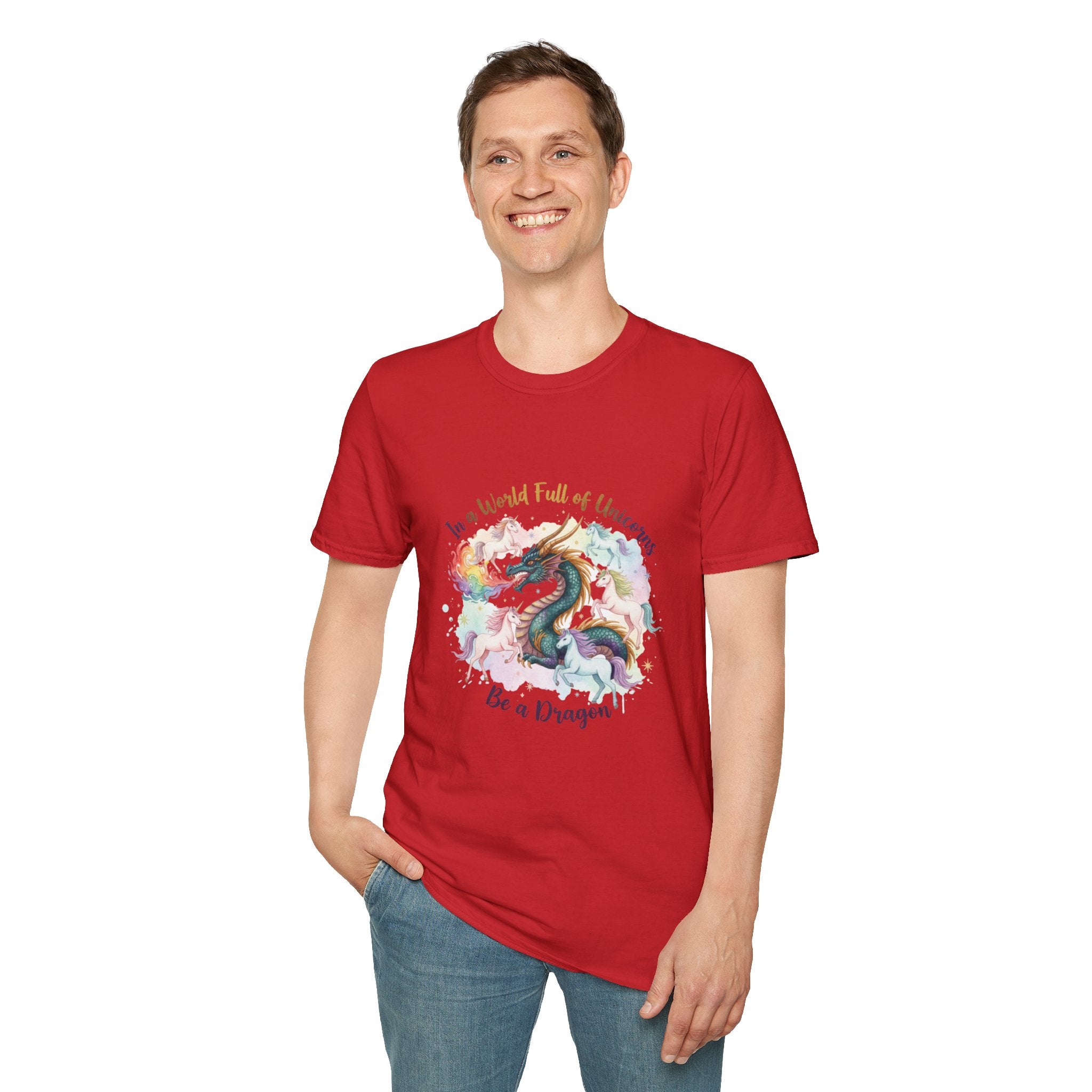 Be a Dragon Men's T-Shirt — Fantasy Unicorn & Dragon Graphic Tee