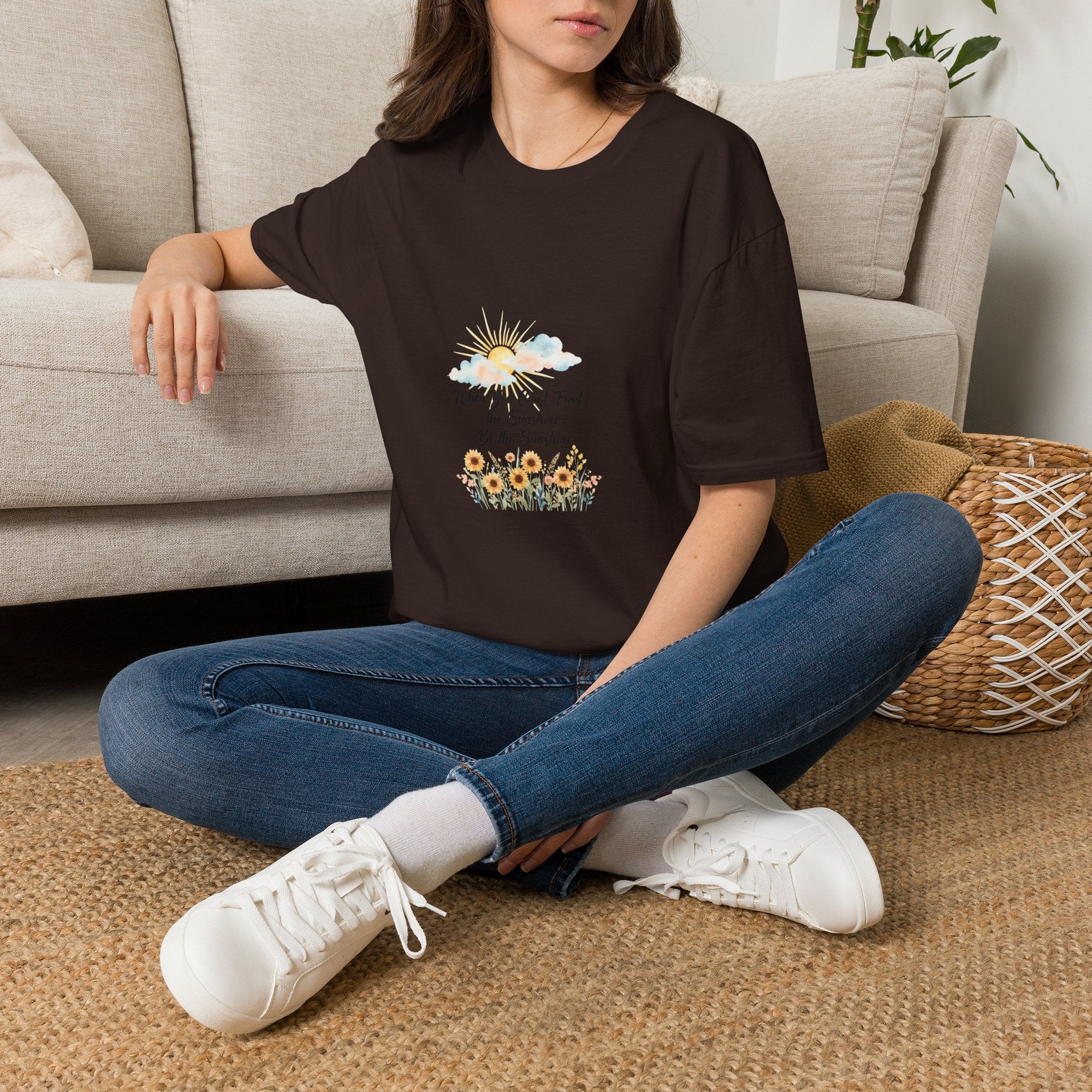 T-Shirt — "When You Can’t Find the Sunshine Be the Sunshine" Floral Graphic Tee