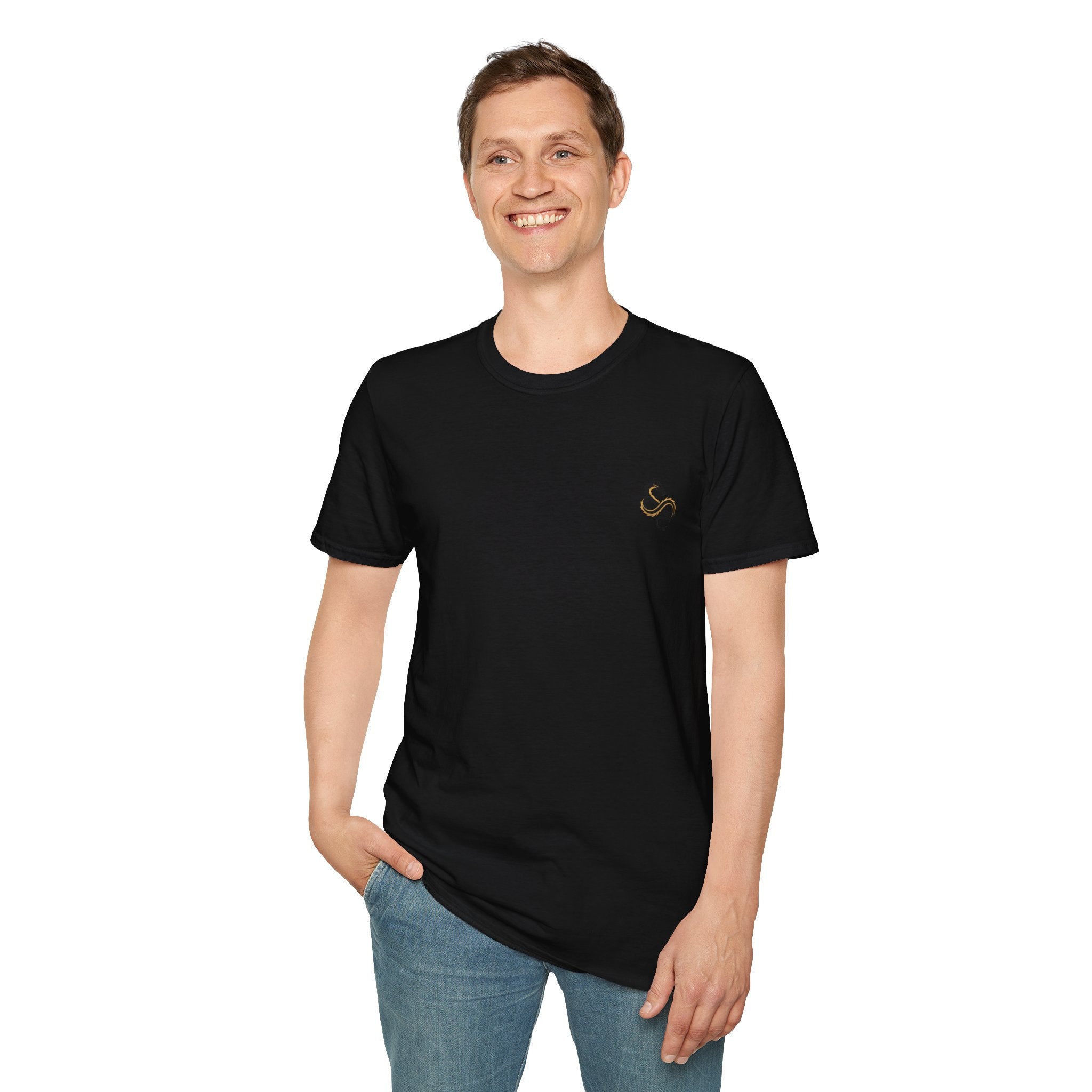 Men's Graphic T-Shirt — Fantasy Dragon Watercolor Art with Script Quote