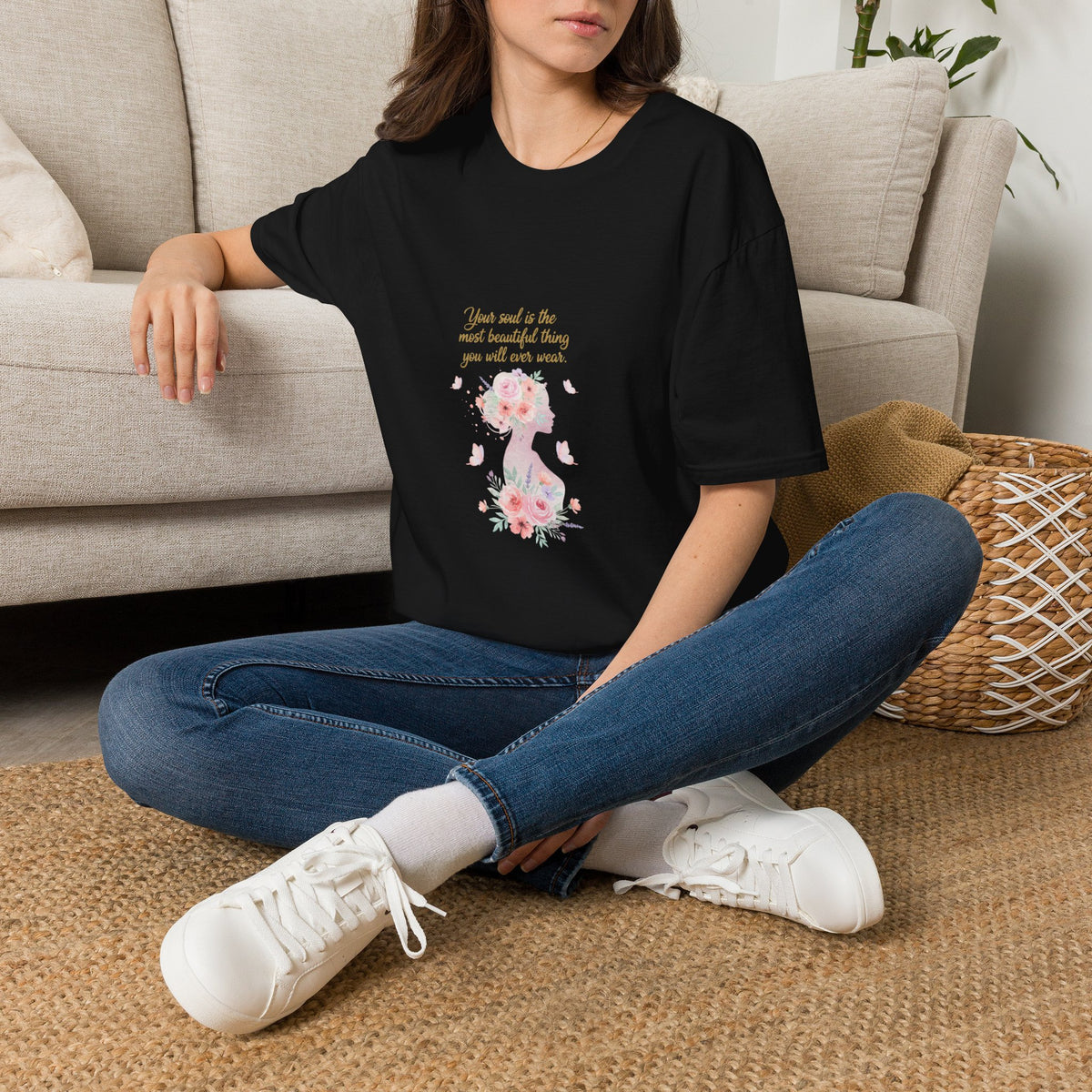 Floral Angel Tee | DTG Printed Women's Inspirational Graphic T-Shirt