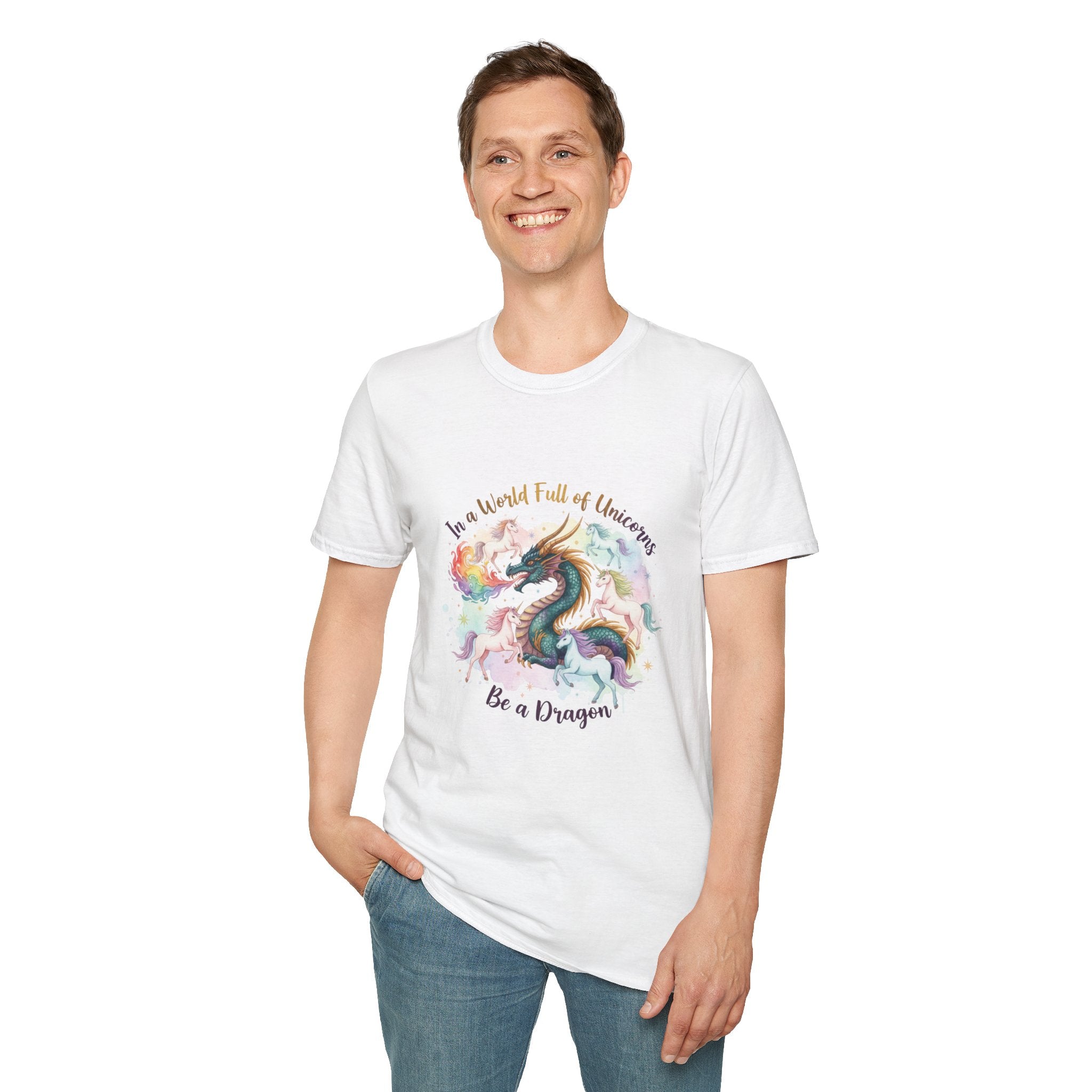 Be a Dragon Men's T-Shirt — Fantasy Unicorn & Dragon Graphic Tee