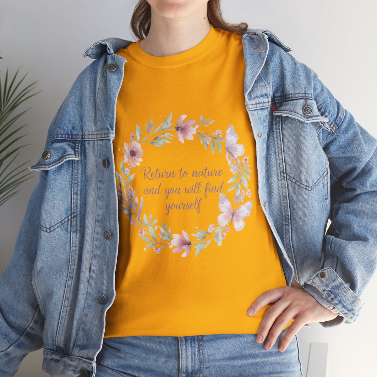 Return to Nature Floral Wreath Women's T-Shirt — DTG Printed Botanical Tee
