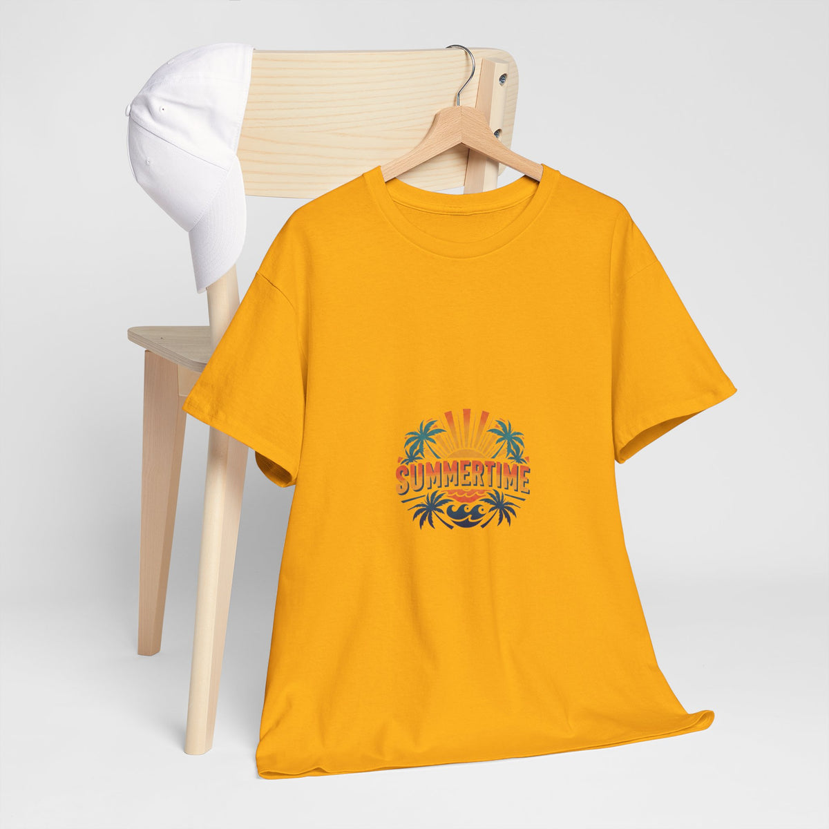 Summertime Retro Palm Tee — Men's Graphic Beach T-Shirt