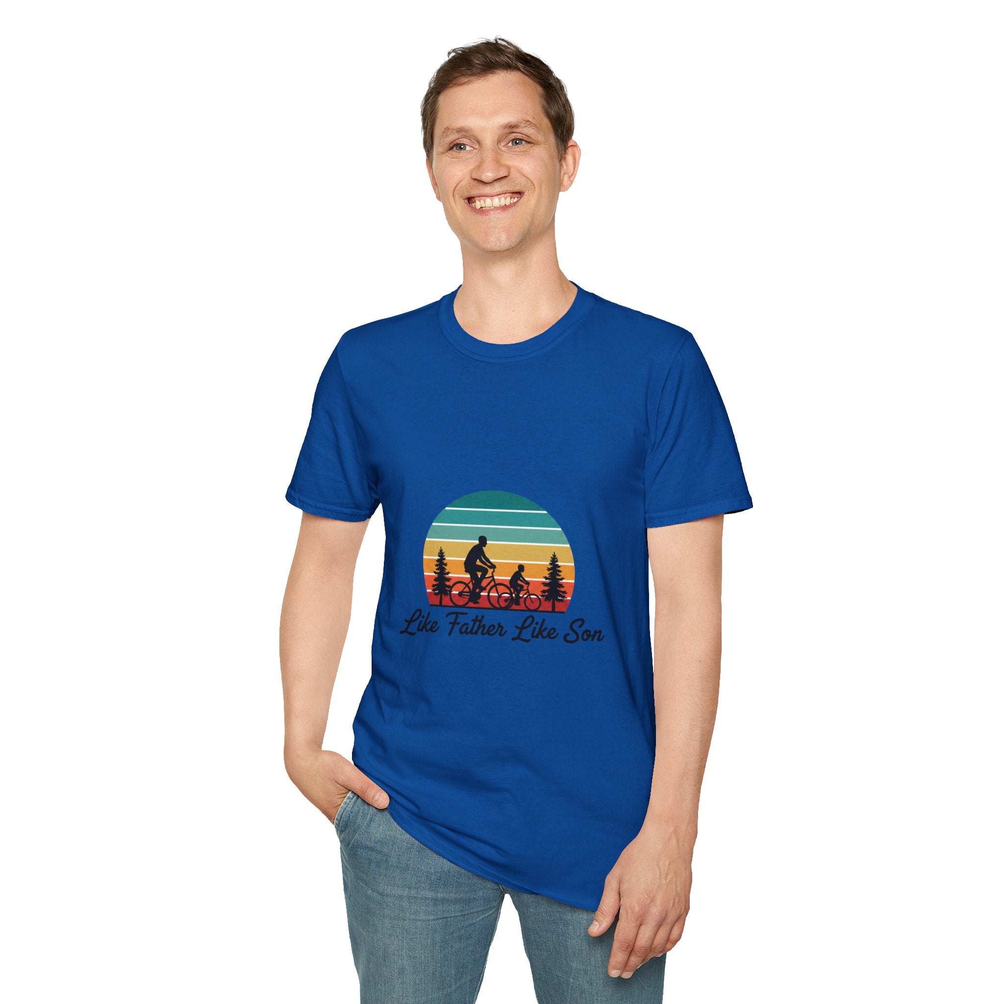 Like Father Like Son T-Shirt | Father & Son Camping Vintage Sunset Tee | DTG Men's Graphic Tee