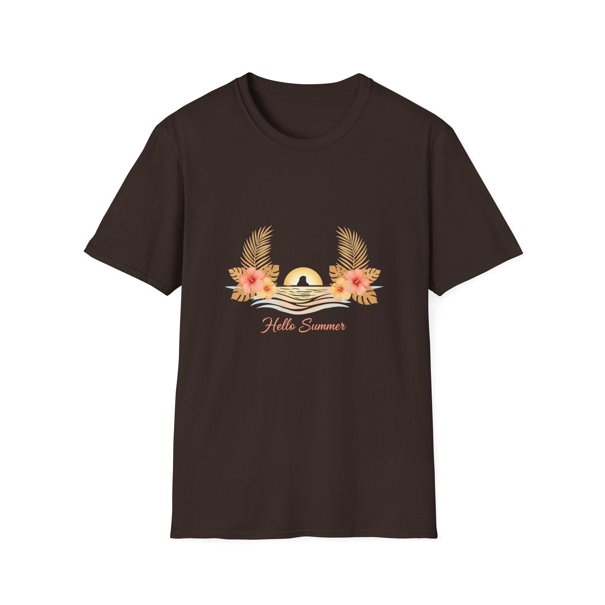 'Hello Summer' Floral Sunset T-Shirt — Beach Graphic Tee