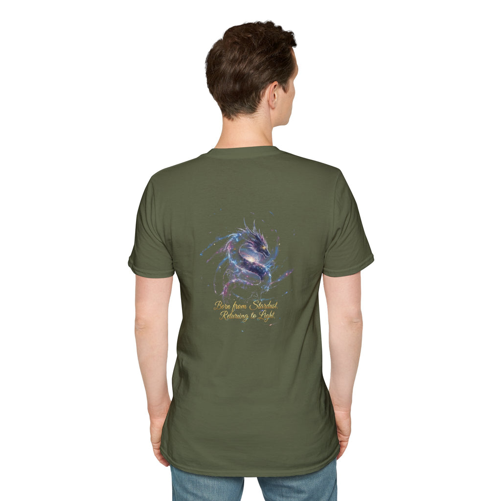 Men's Graphic T-Shirt — Fantasy Dragon Watercolor Art with Script Quote