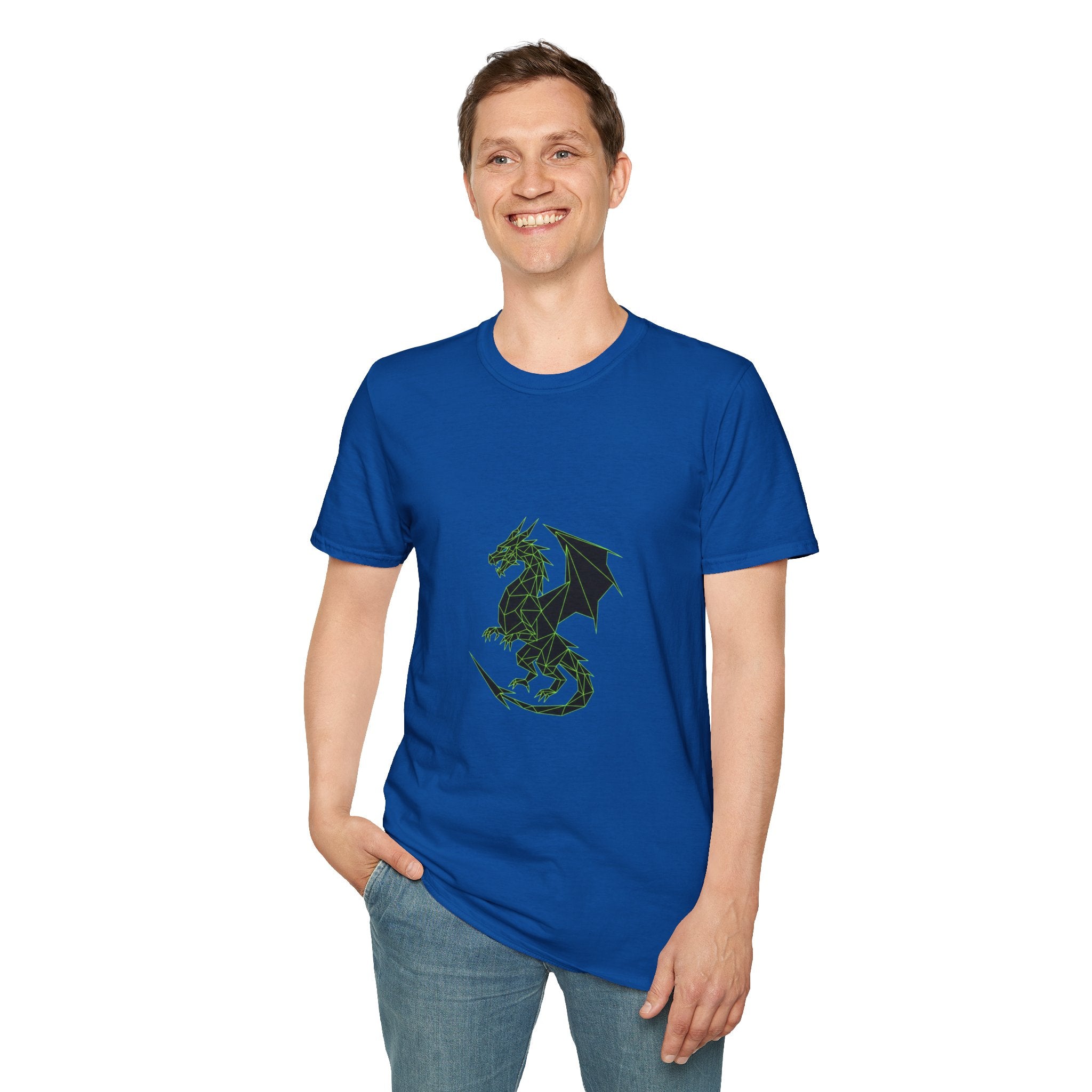 Geometric Dragon Men's T-Shirt — Dark Silhouette Graphic Tee