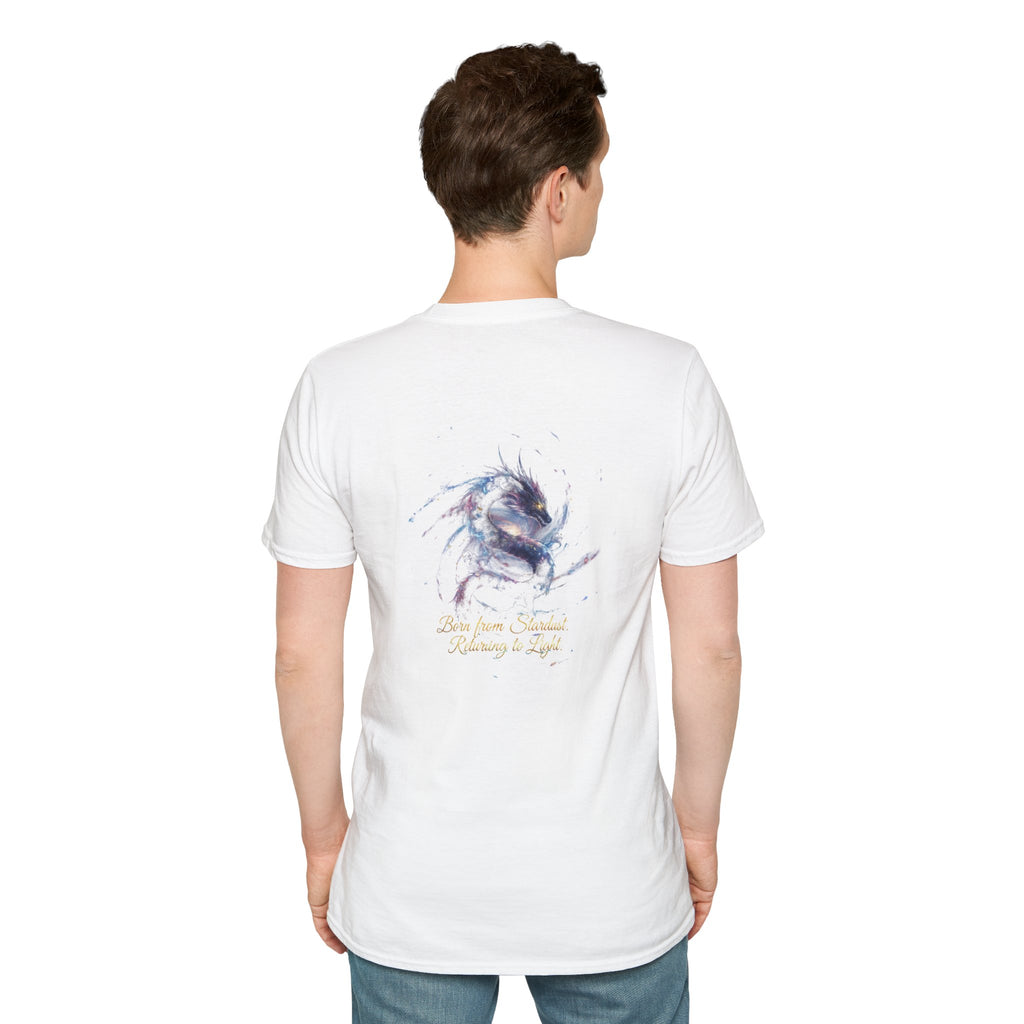 Men's Graphic T-Shirt — Fantasy Dragon Watercolor Art with Script Quote