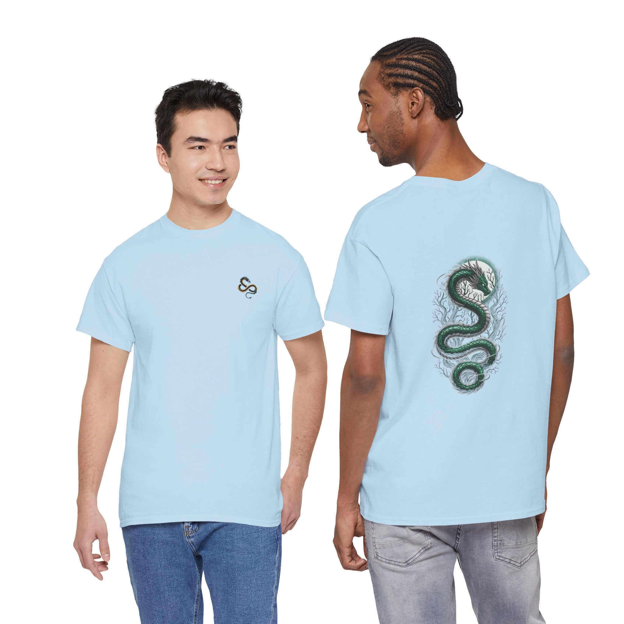 Green Serpent Back Graphic Men's T-Shirt — DTG Printed Cotton Tee