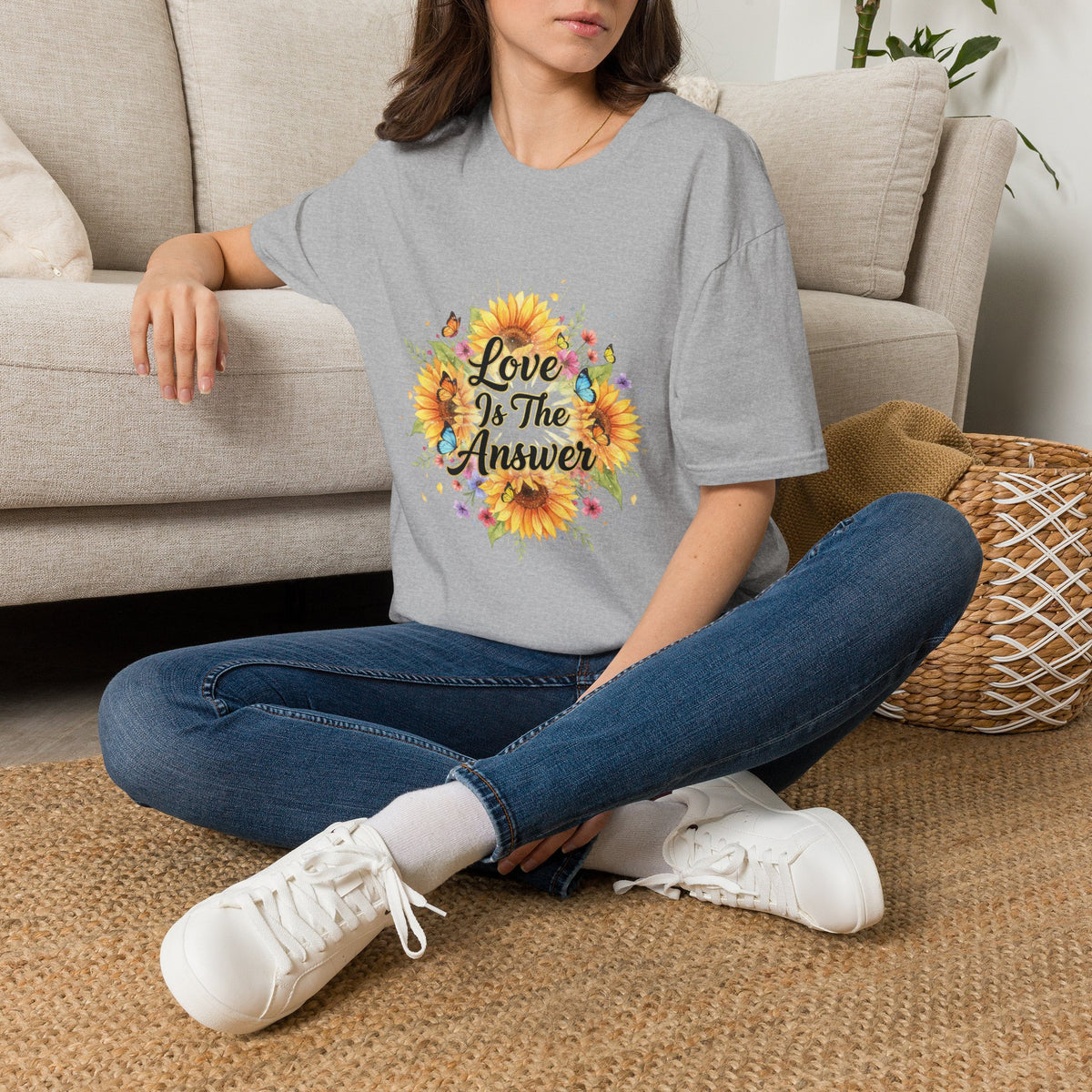 Women's Graphic T-Shirt — Sunflower & Butterfly Print