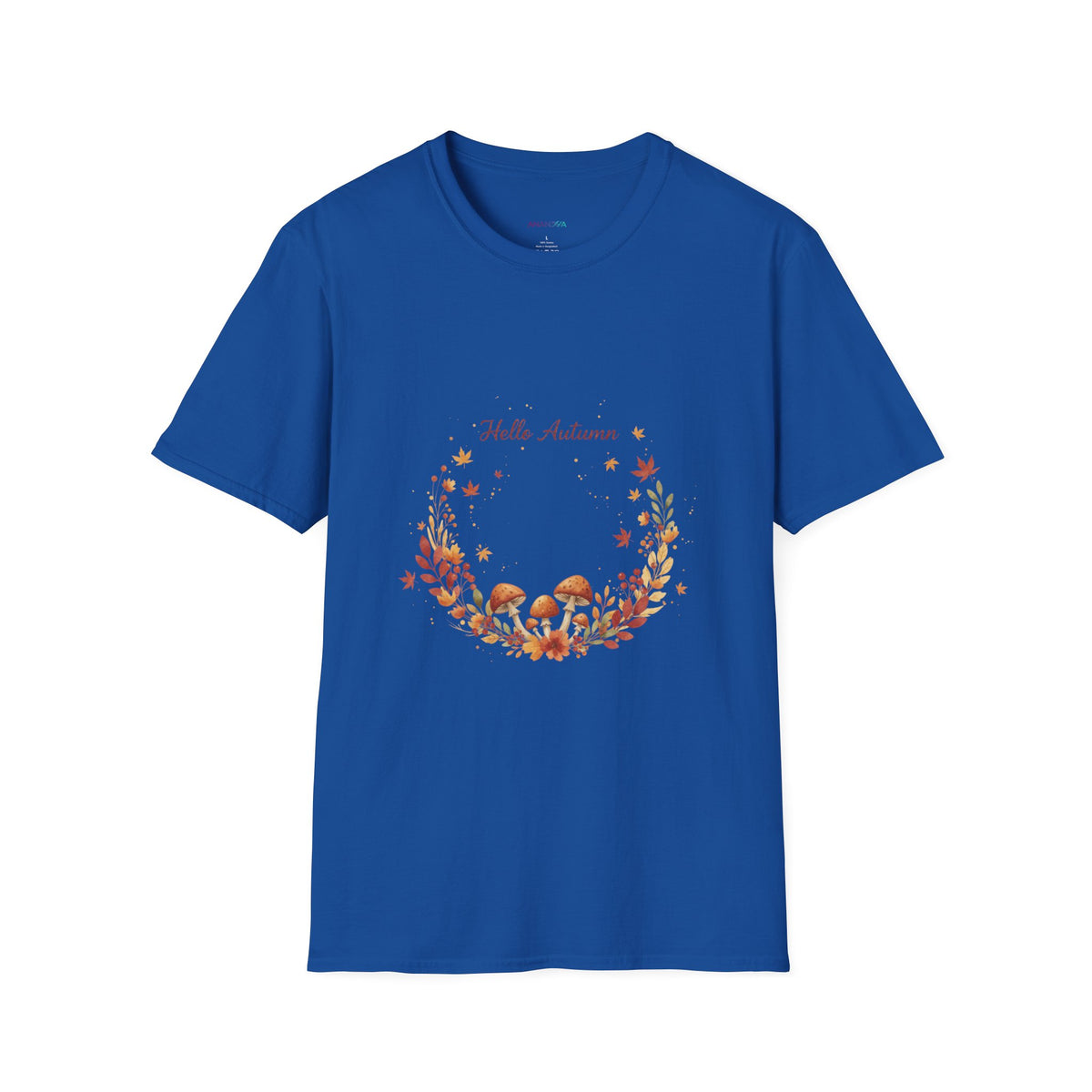 'Hello Autumn' Mushroom & Leaf Wreath T-Shirt — Cozy Fall Graphic Tee