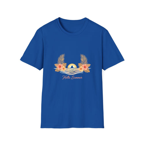 'Hello Summer' Floral Sunset T-Shirt — Beach Graphic Tee